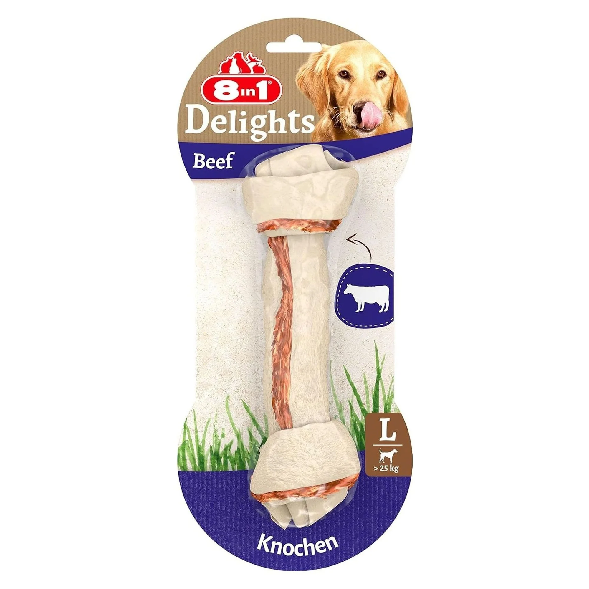 8IN1 8in1 Delights Bones Biftekli Düğümlü Tartar Önleyici Large Köpek Kemiği 18CM 85 G