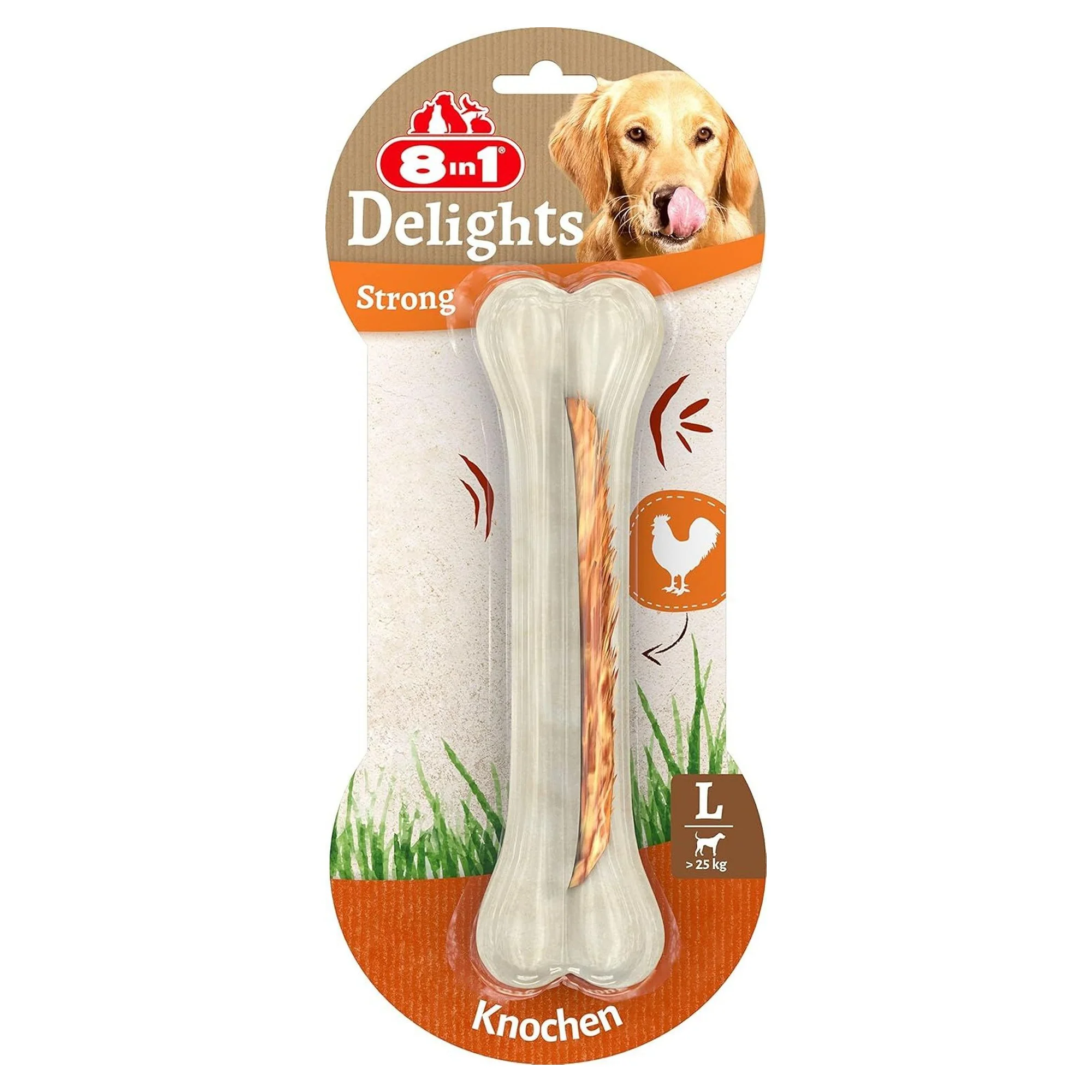 8in1 Delights Büyük Irk Köpekler İçin Tavuk Etli Large Sert Çiğneme Kemiği 