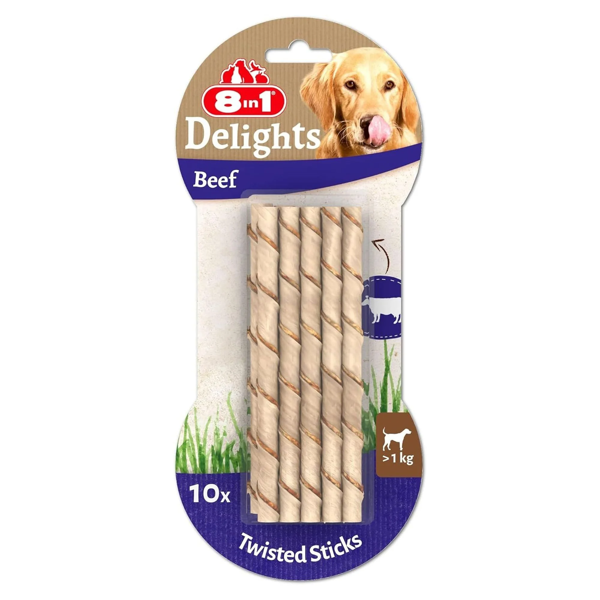 8in1 Delights Sığır Etli Burgu Çubuk Köpek Ödül Kemiği 55 G