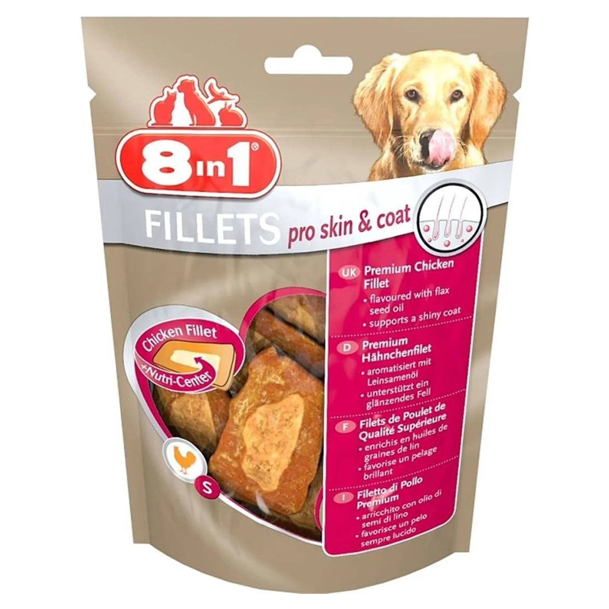 8IN1 8in1 Fillets Pro Skin & Coat Cilt Sağlığı için Tavuklu Fileto Köpek Ödül Maması 80 G
