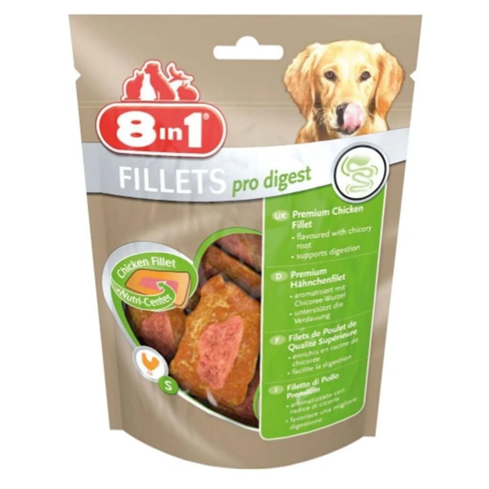 8in1 Fillets Pro Digest Sindirim Sağlığı için Tavuklu Fileto Köpek Ödül Maması 80 G