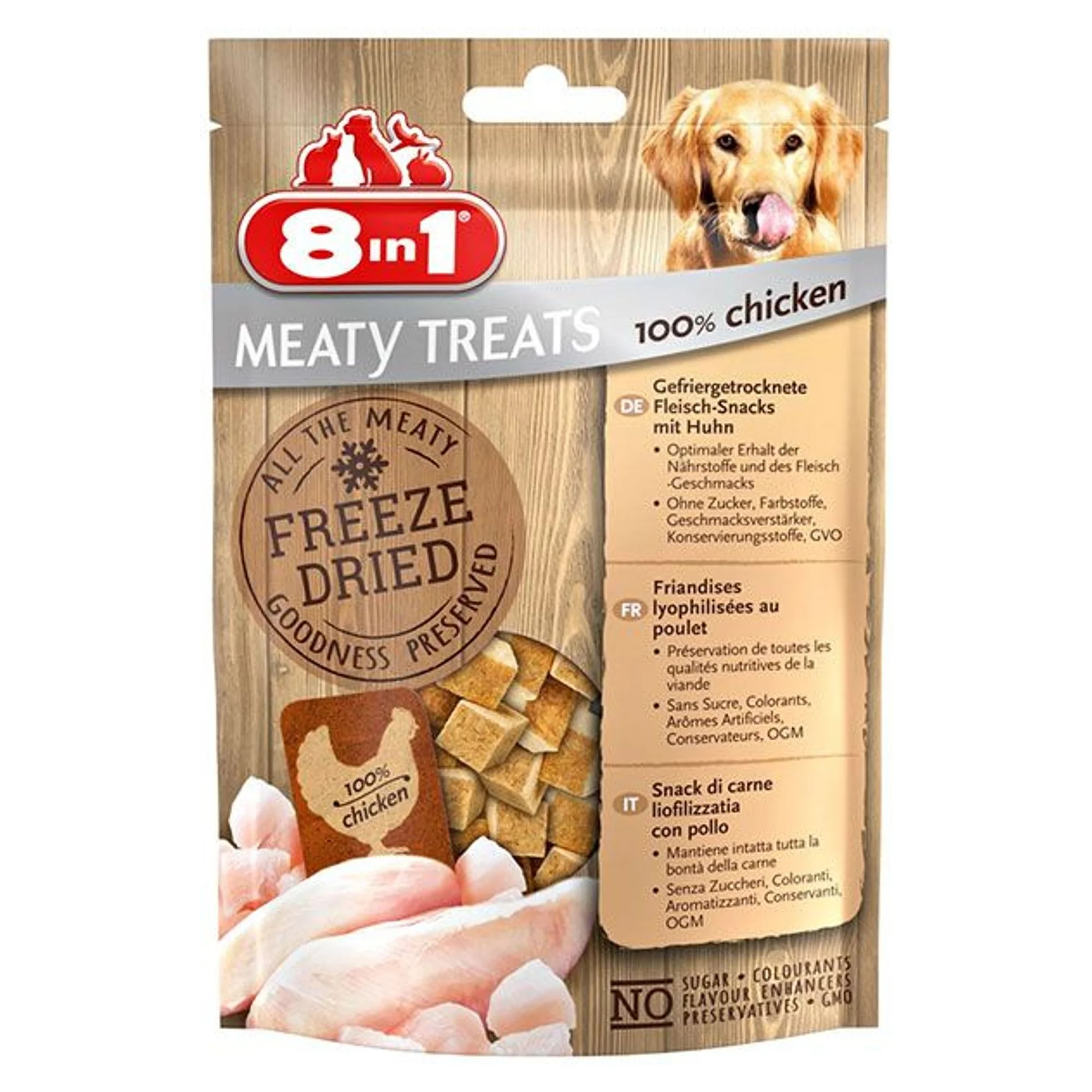 8in1 Meaty Treats Freeze Dried Tavuklu Köpek Ödül Maması 50 G