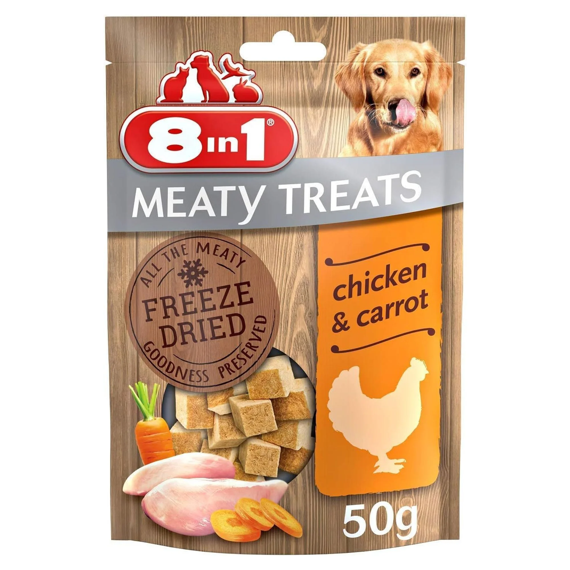 8in1 Meaty Treats Freeze Dried Tavuklu ve Havuçlu Köpek Ödül Maması  50 G