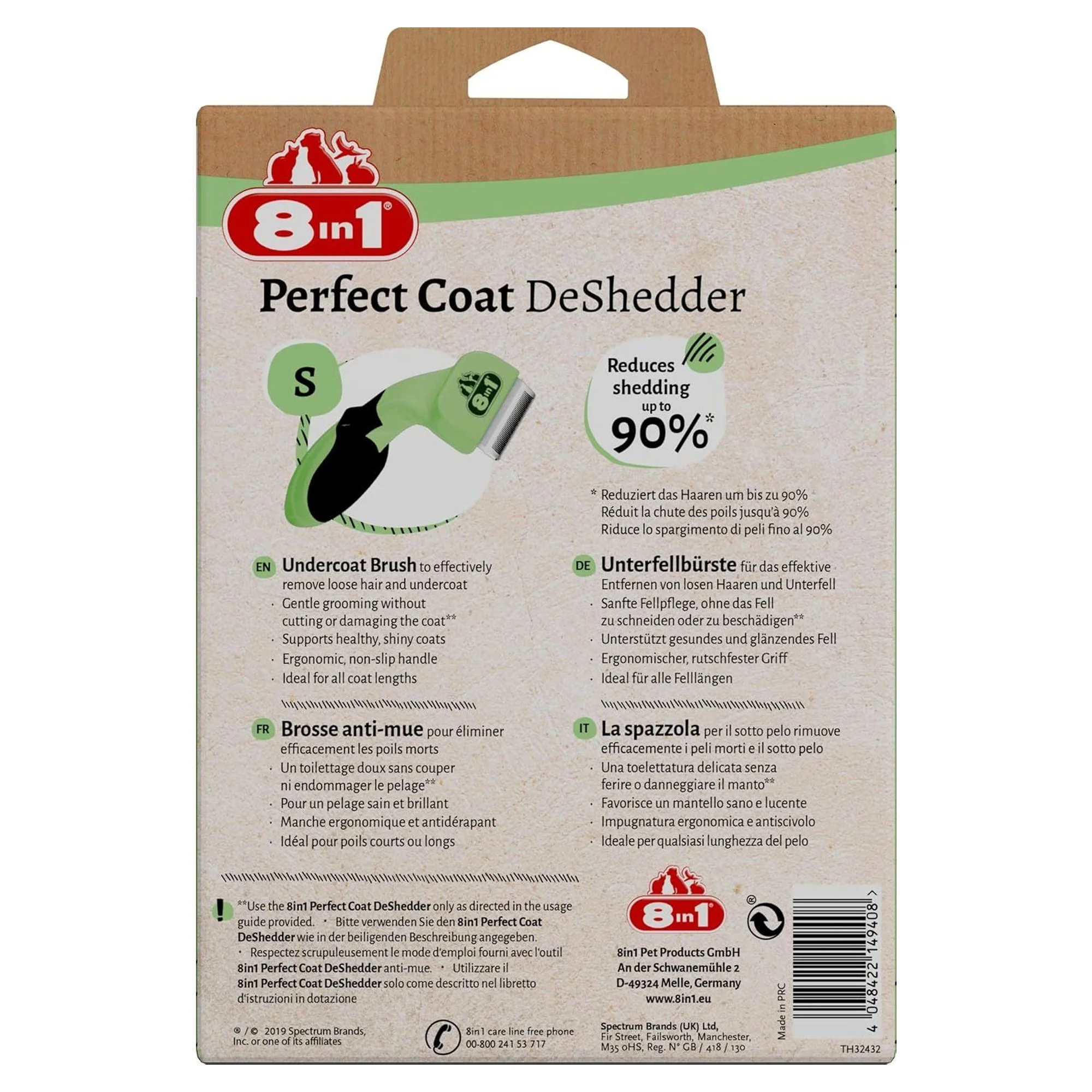 8IN1 Perfect Coat DeShedder Small Köpek Tarağı — Sağlık ve Bakım Ürünleri, 160 g — Görsel 3