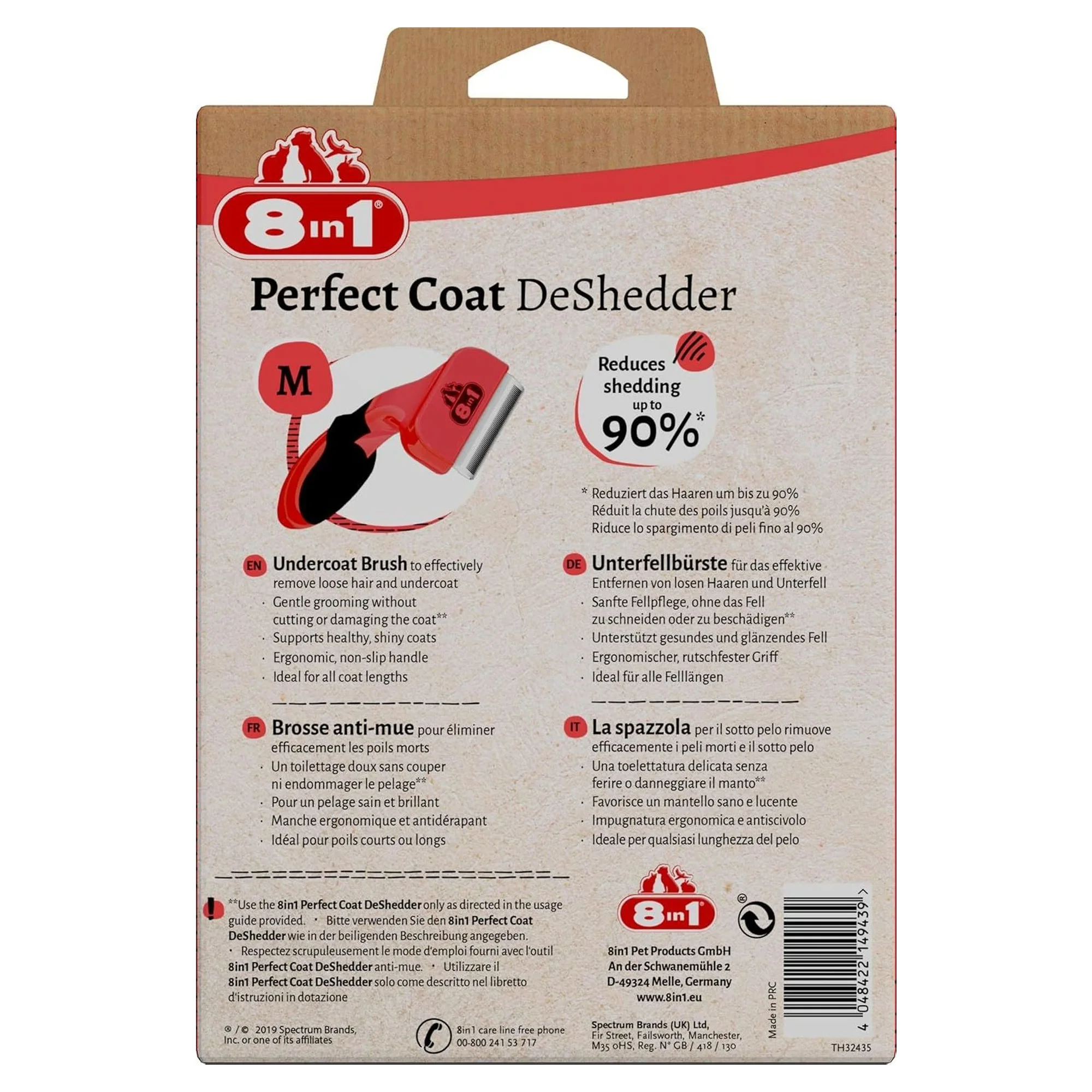 8in1 Coat DeShredder Orta Irk Medium Köpek Tarağı — Sağlık ve Bakım Ürünleri, 160 g — Görsel 3
