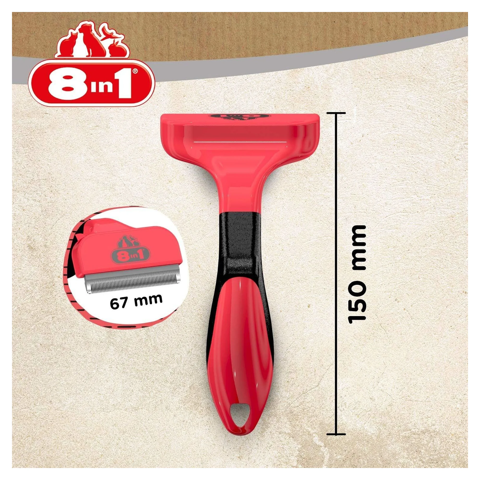 8in1 Coat DeShredder Orta Irk Medium Köpek Tarağı — Sağlık ve Bakım Ürünleri, 160 g — Görsel 4