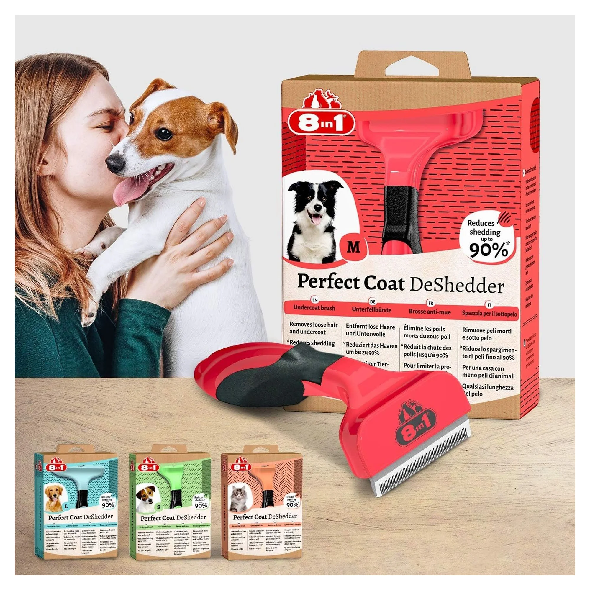 8in1 Coat DeShredder Orta Irk Medium Köpek Tarağı — Sağlık ve Bakım Ürünleri, 160 g — Görsel 5