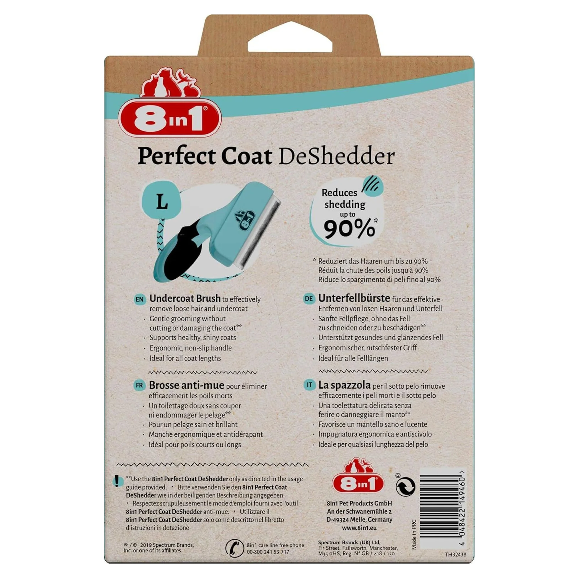 8in1 Coat DeShredder Büyük Irk Large Köpek Tarağı — Sağlık ve Bakım Ürünleri, 160 g — Görsel 3