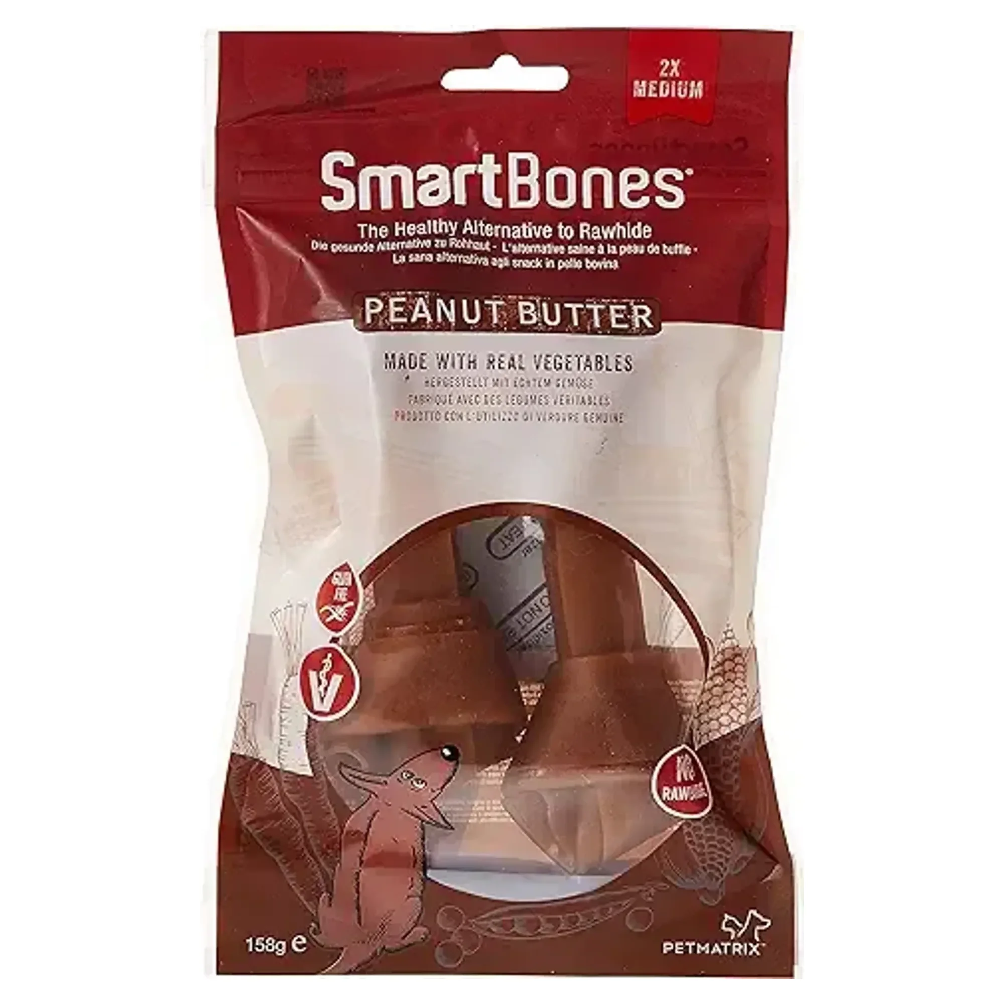 Smartbones SmartBones Orta Irk Köpekler İçin Yer Fıstıklı Düğümlü Kemik 2'li 158G