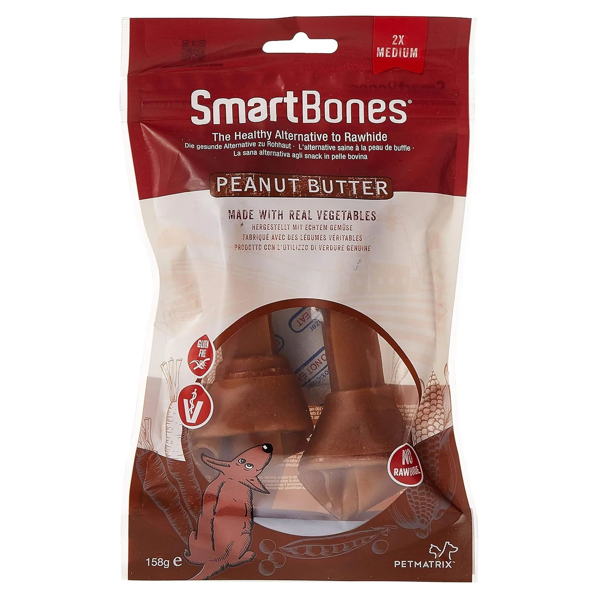 SmartBones Orta Irk Köpekler İçin Yer Fıstıklı Düğümlü Kemik 2'li 158G