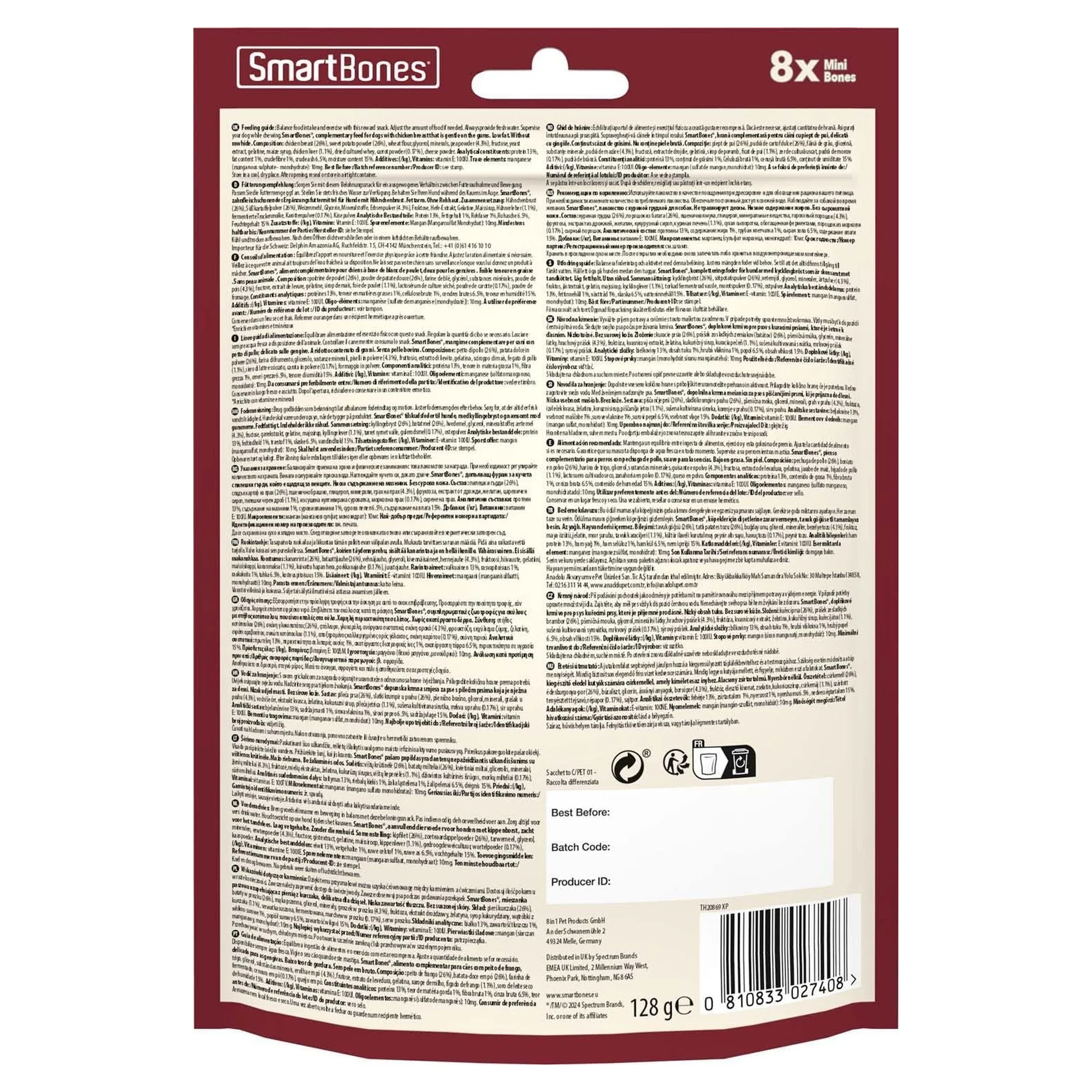 SmartBones Smart Bones Tatlı Patatesli Küçük Irk Köpek Ödül Maması 8'li 128 G — Kuru, 140 g — Görsel 5