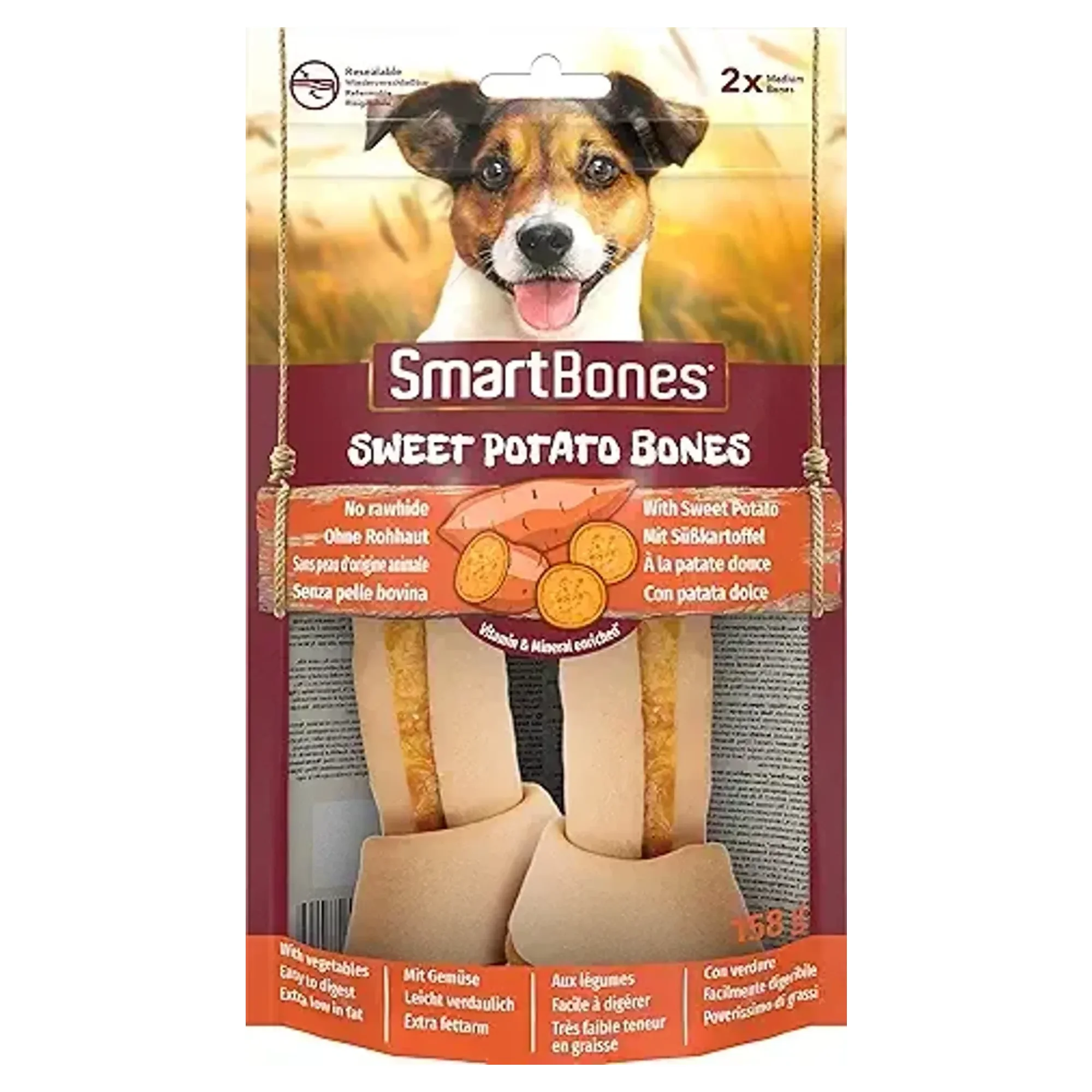 Smartbones SmartBones Orta Irk Köpekler İçin Tatlı Patatesli Düğümlü Kemik 2'li 158 G