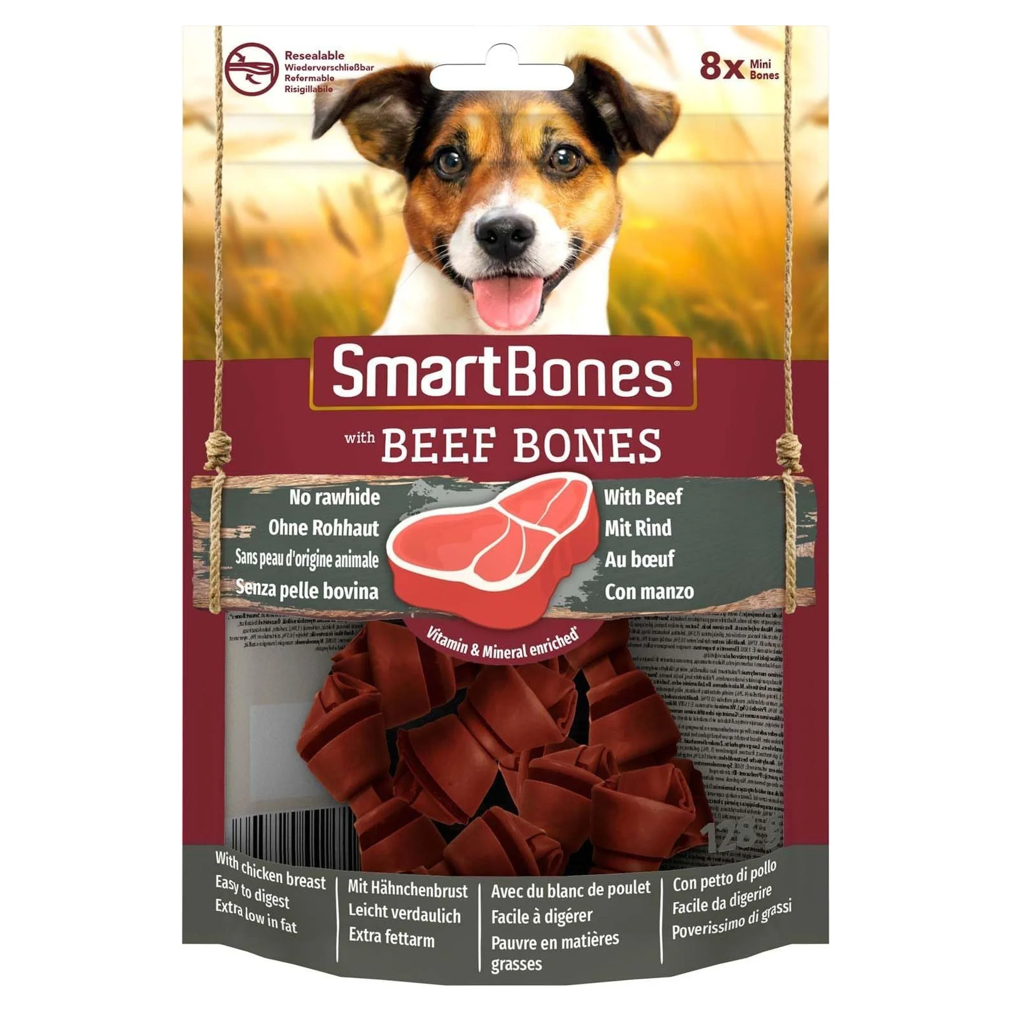 SmartBones Sığır Etli Küçük Irk Köpek Ödül Maması 8'li 128 G
