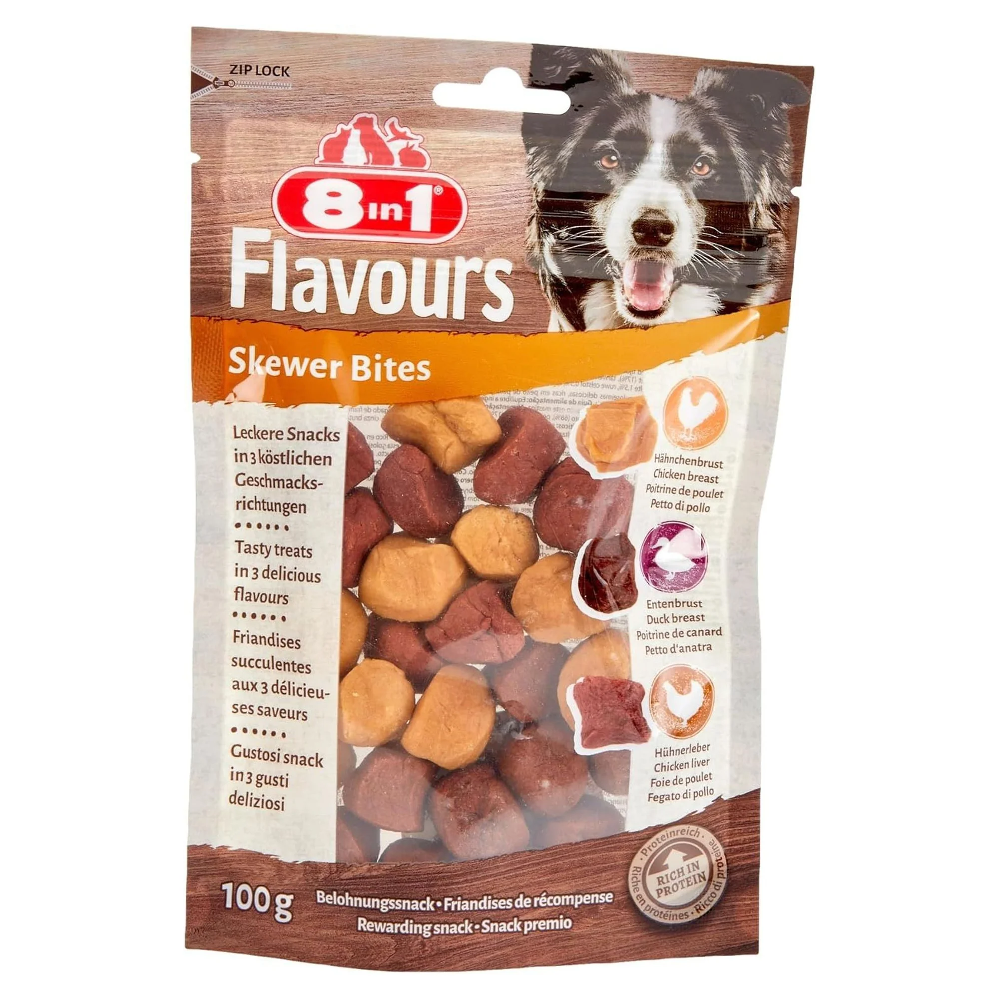 8in1 Flavours Skewer Bites Kuşbaşı Dilimli Çiğneme Köpek Ödülü 100 G