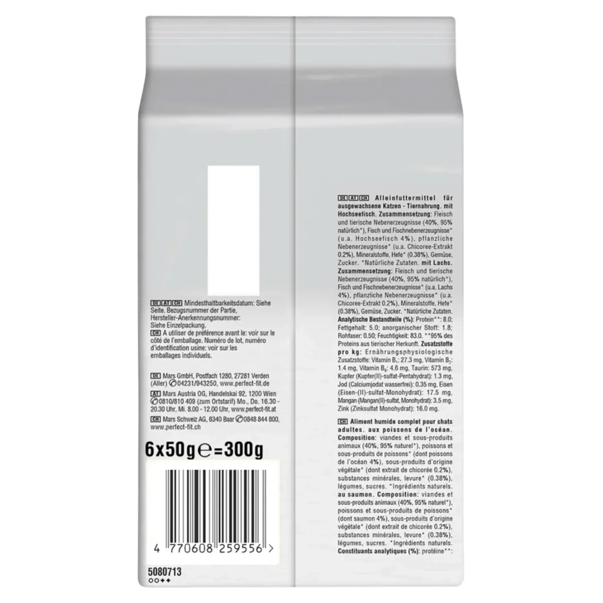 Perfect Fit Okyanus Balığı ve Somonlu Kısırlaştırılmış Yetişkin Kedi Yaş Mama 50 G — 347 g — Görsel 2