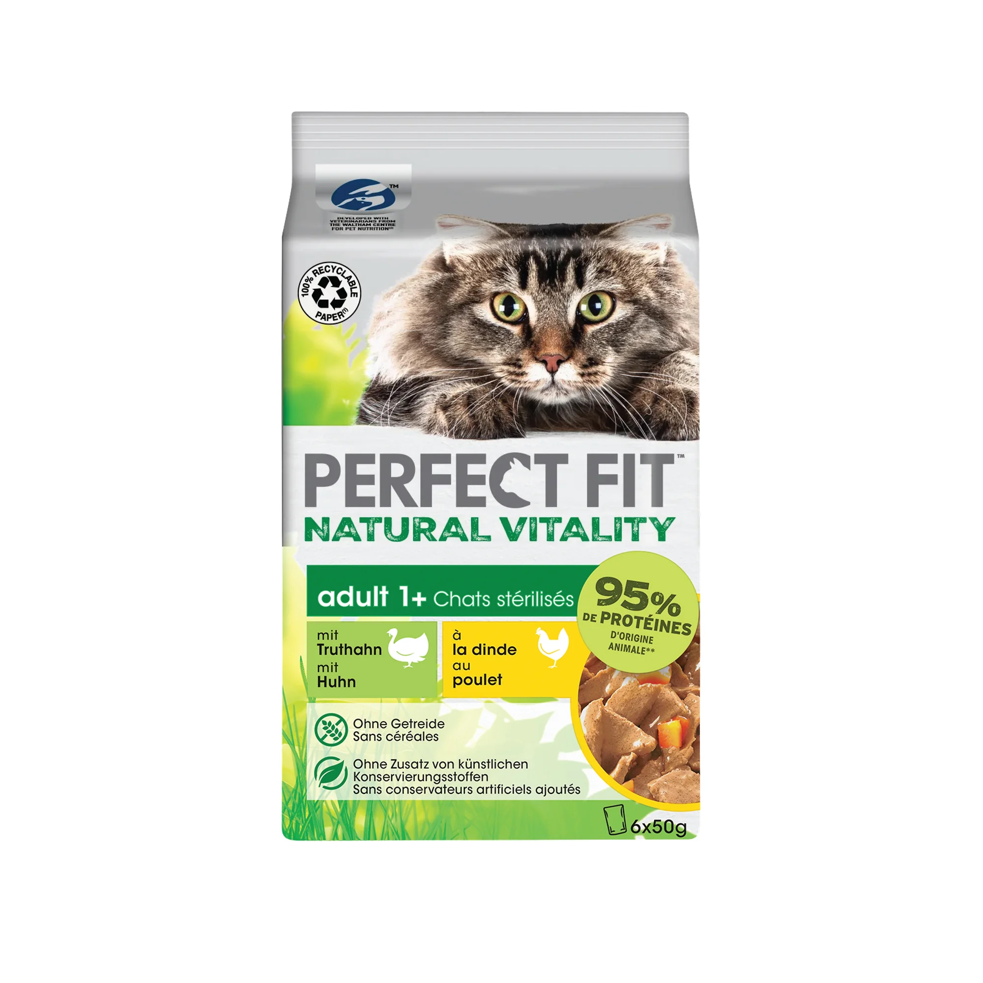 Perfect Fit Kısırlaştırılmış Tavuk ve Hindili Yetişkin Kedi Yaş Mama 50 G