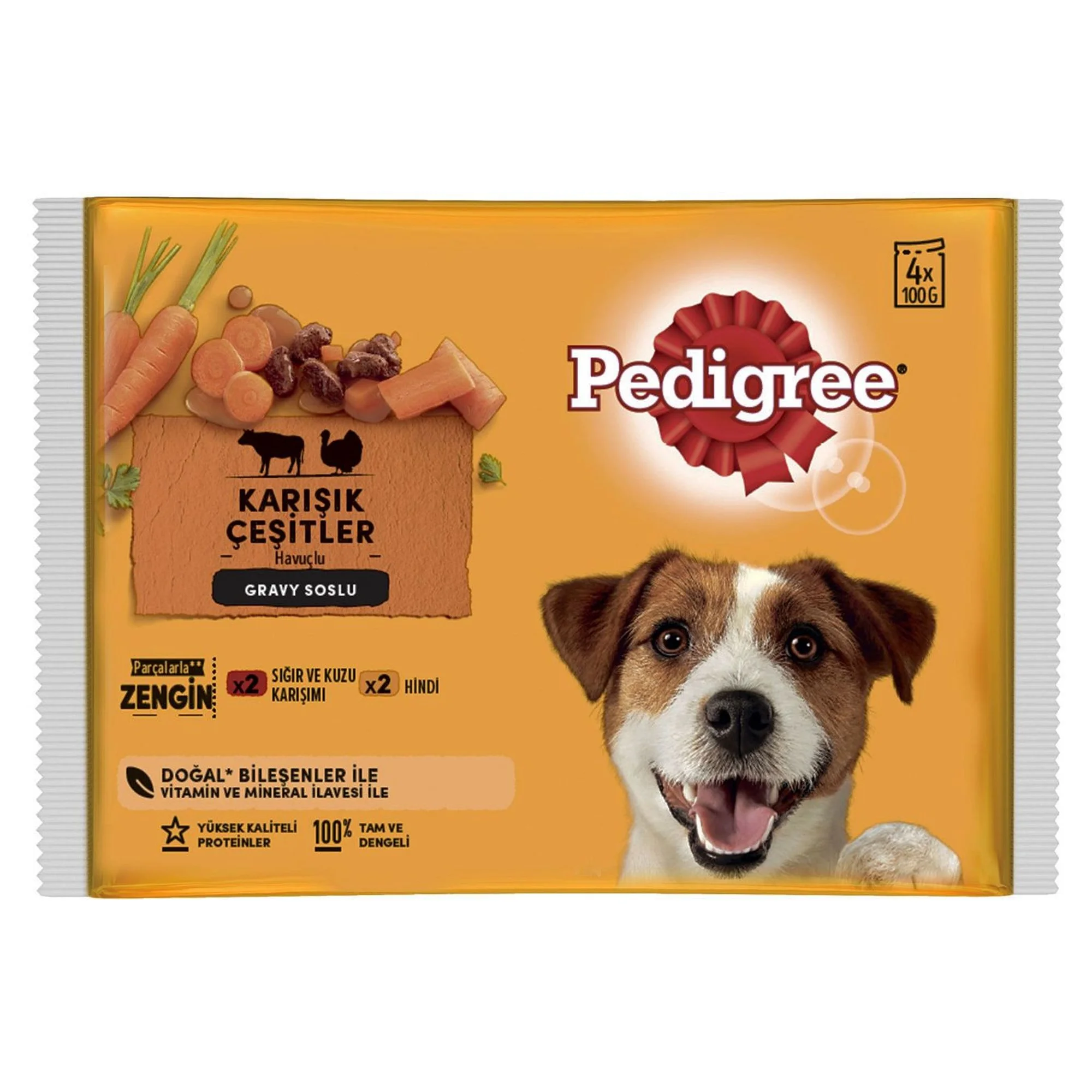 Pedigree Sığır Etli Yetişkin Köpek Yaş Mama 4×100 G