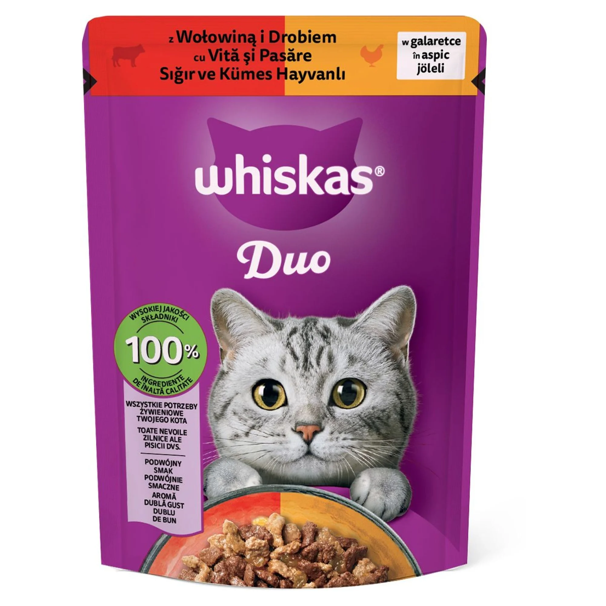 Whiskas Tasty Duo Sığırlı ve Kümes Hayvanları Yetişkin Kedi Yaş Mama 85 G
