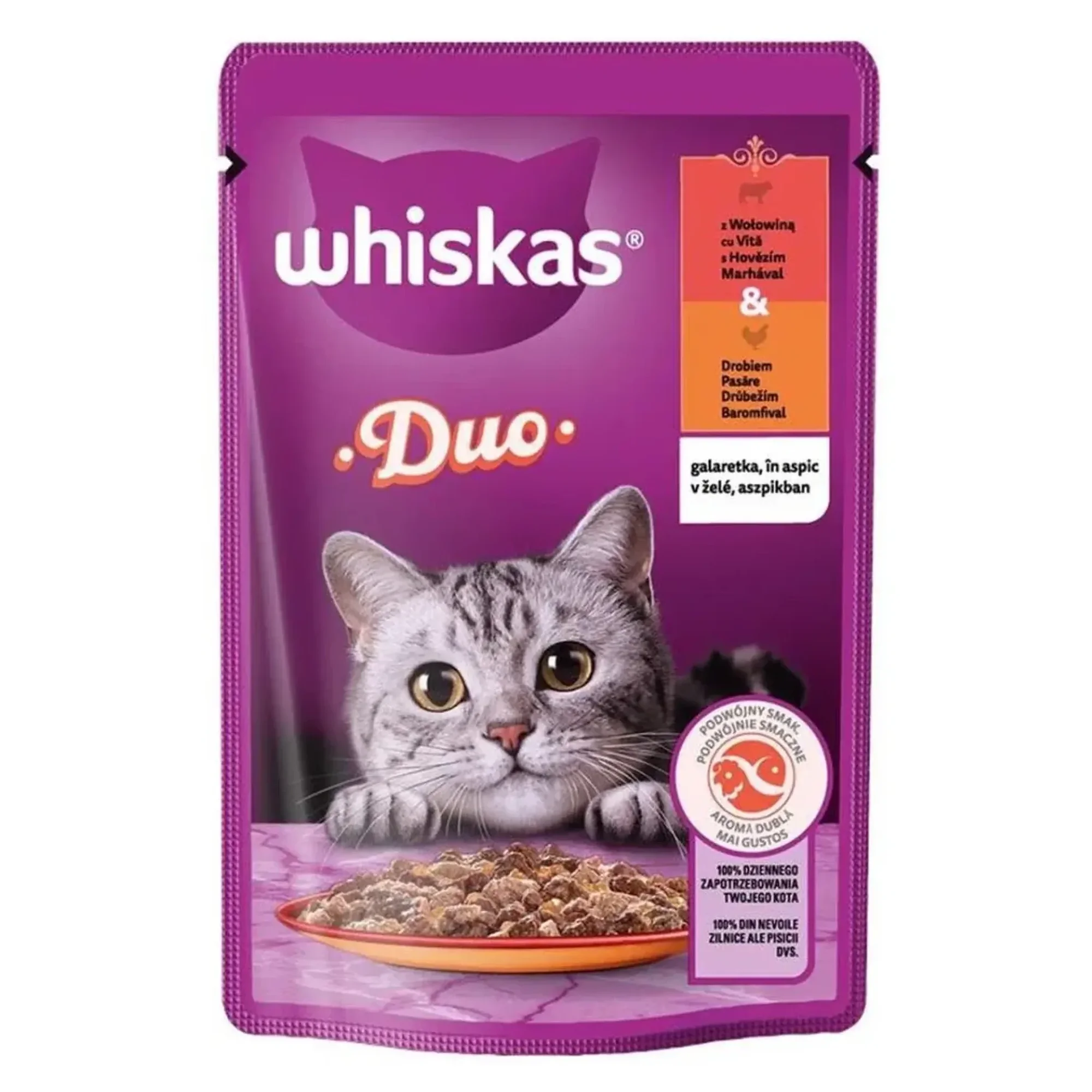 Whiskas Whiskas Tasty Duo Sığırlı ve Kümes Hayvanları Yetişkin Kedi Yaş Mama 85 G