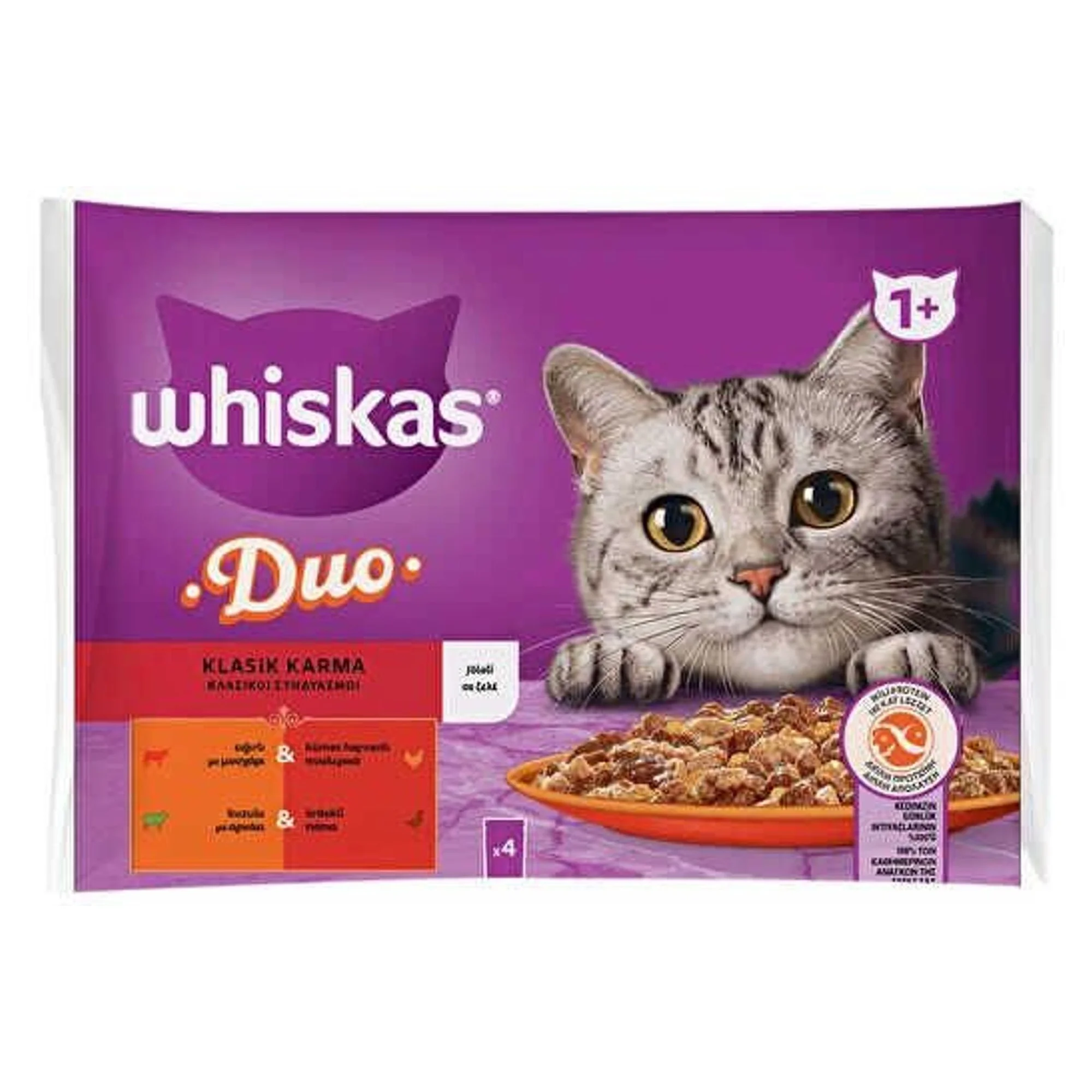 Whiskas Whiskas Tasty Duo Sığırlı ve Kümes Hayvanları Klasik Karışım Yetişkin Kedi Yaş Mama 4x85 G