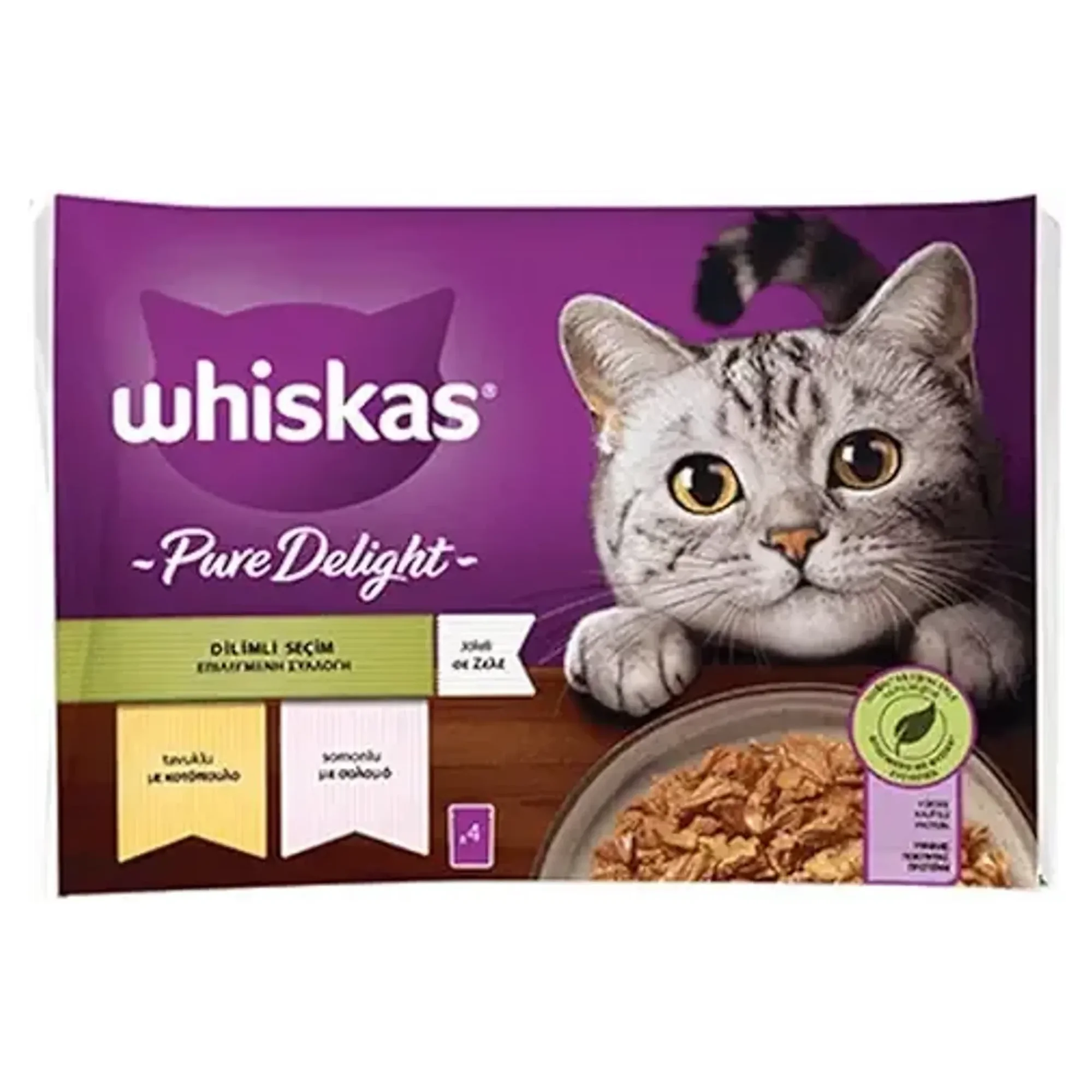 Whiskas Whiskas Pure Delight Tavuk ve Somonlu Yetişkin Kedi Yaş Mama 4x85 G