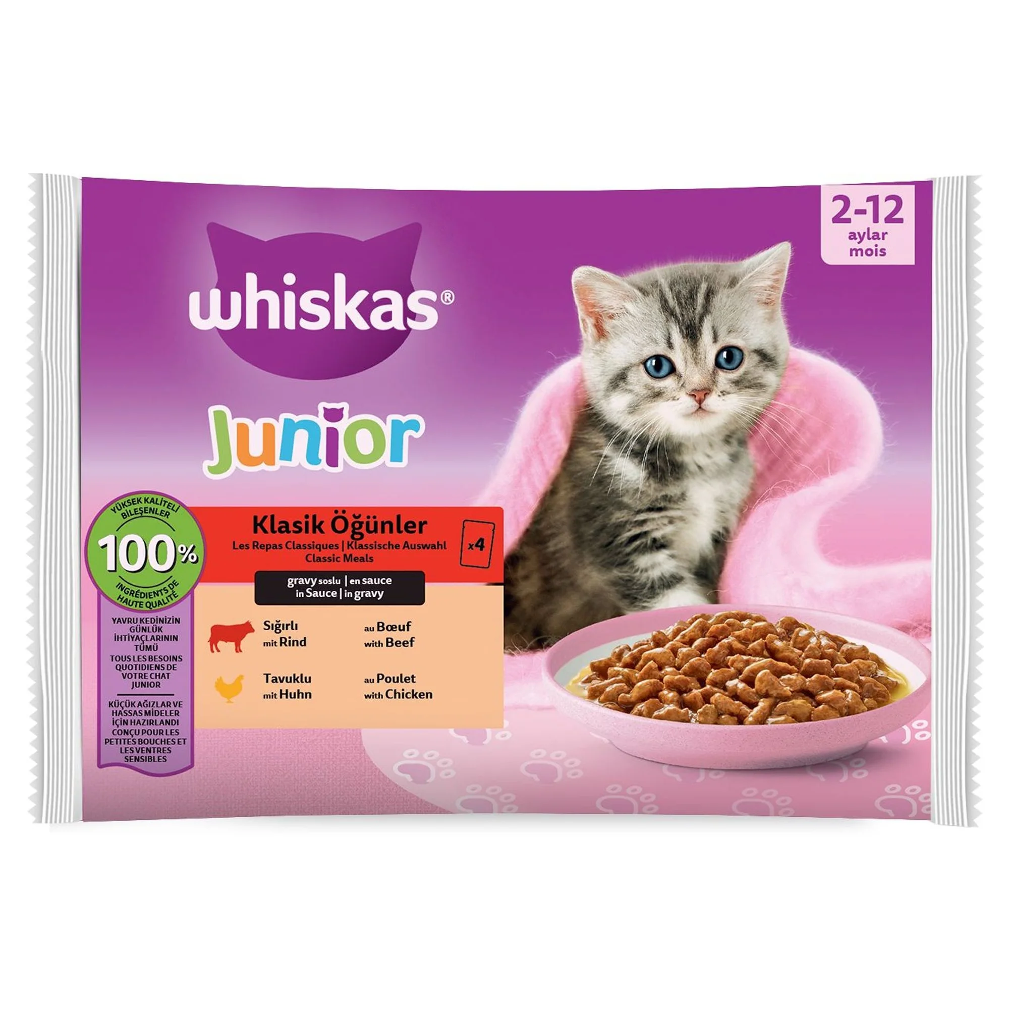 Whiskas Yavru Klasik Öğünler Kedi Yaş Mama 4x85 G