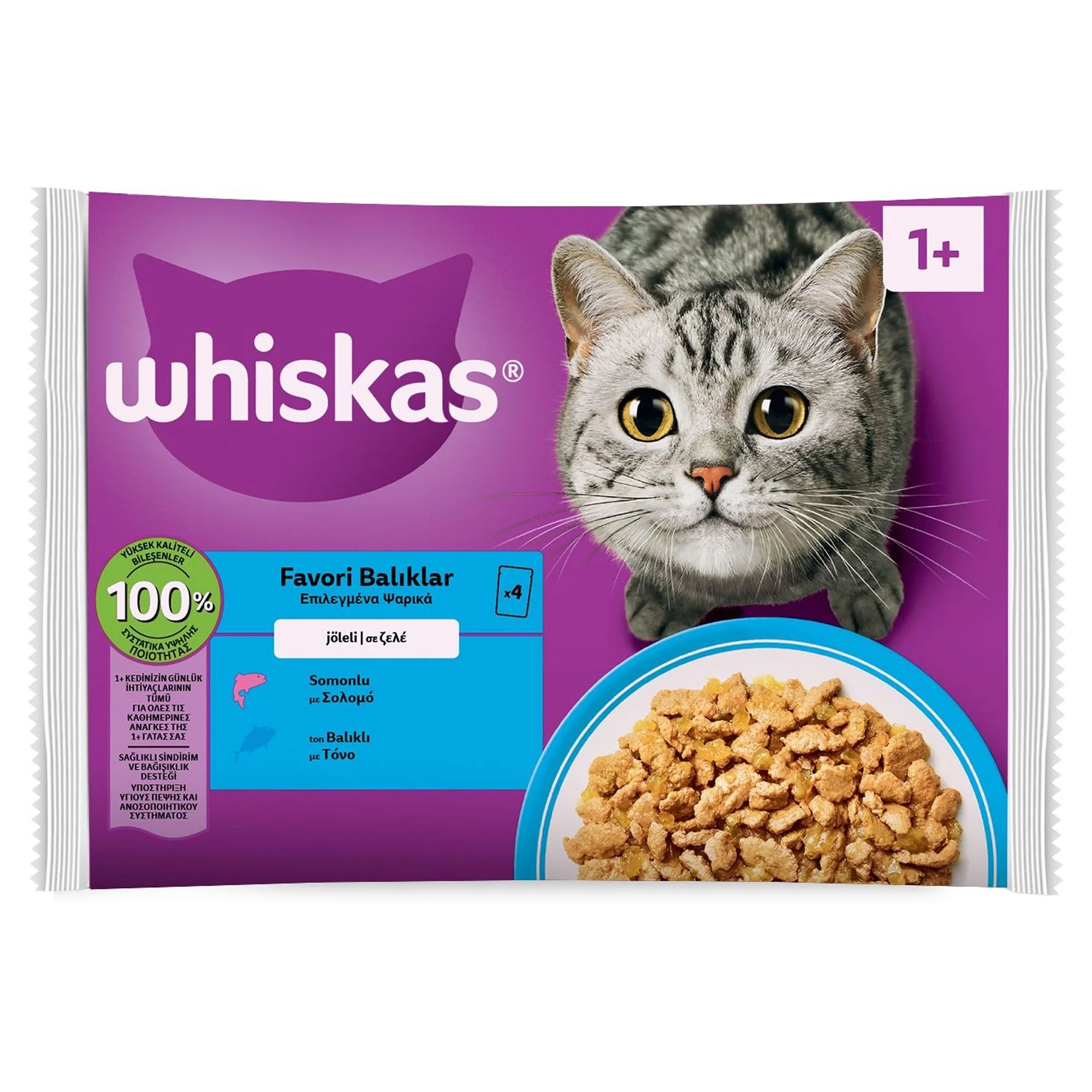 Whiskas Pouch Balık Favorileri Yetişkin Kedi Konservesi 4x85G