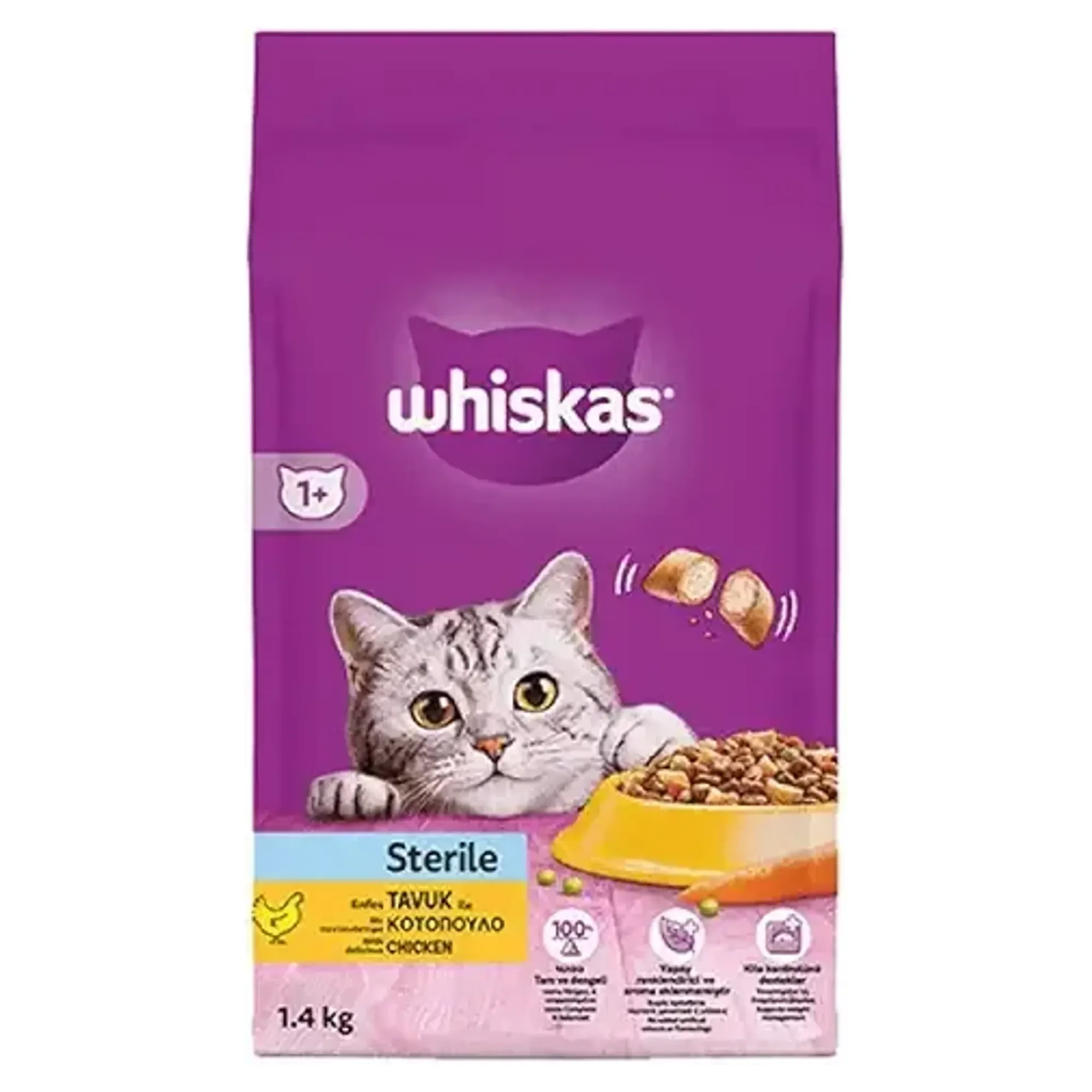 Whiskas Whiskas Tavuklu Kısırlaştırılmış Yetişkin Kedi Maması 1.4 KG