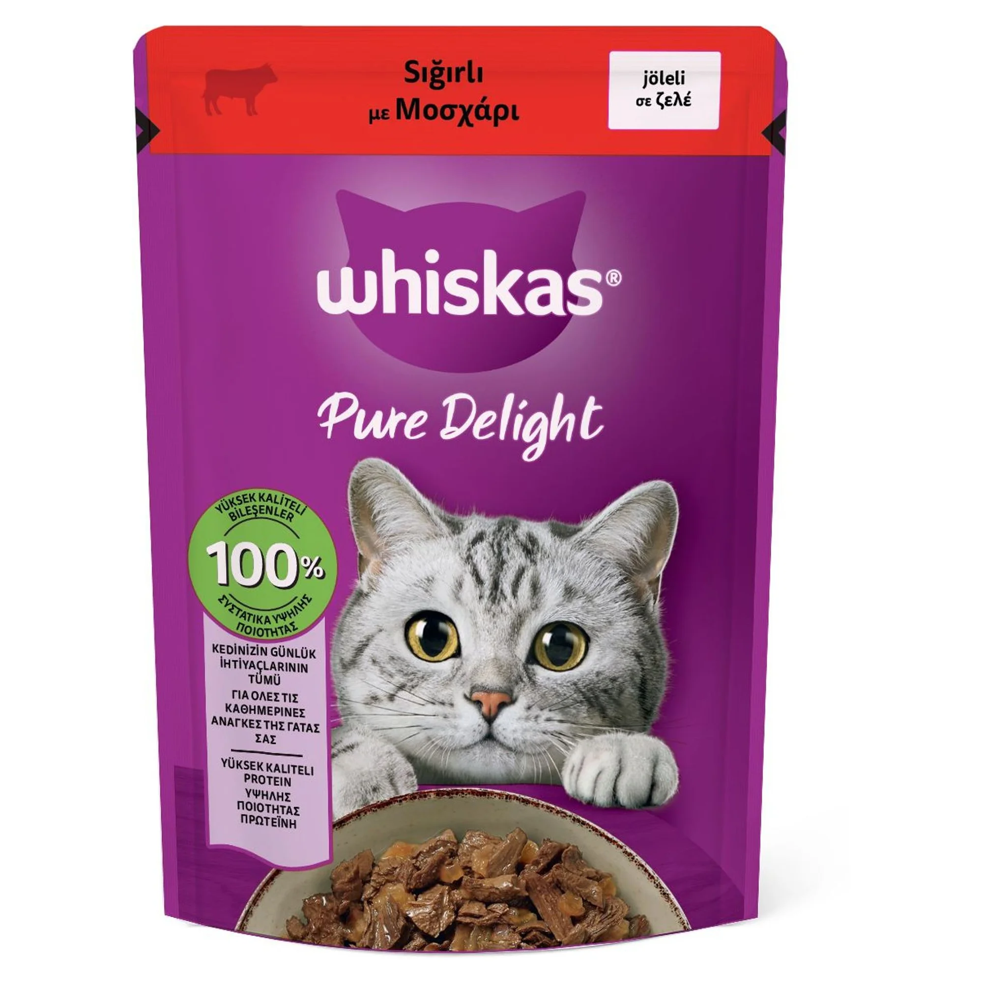 Whiskas Pure Delight Sığırlı Yetişkin Kedi Yaş Mama 85 G