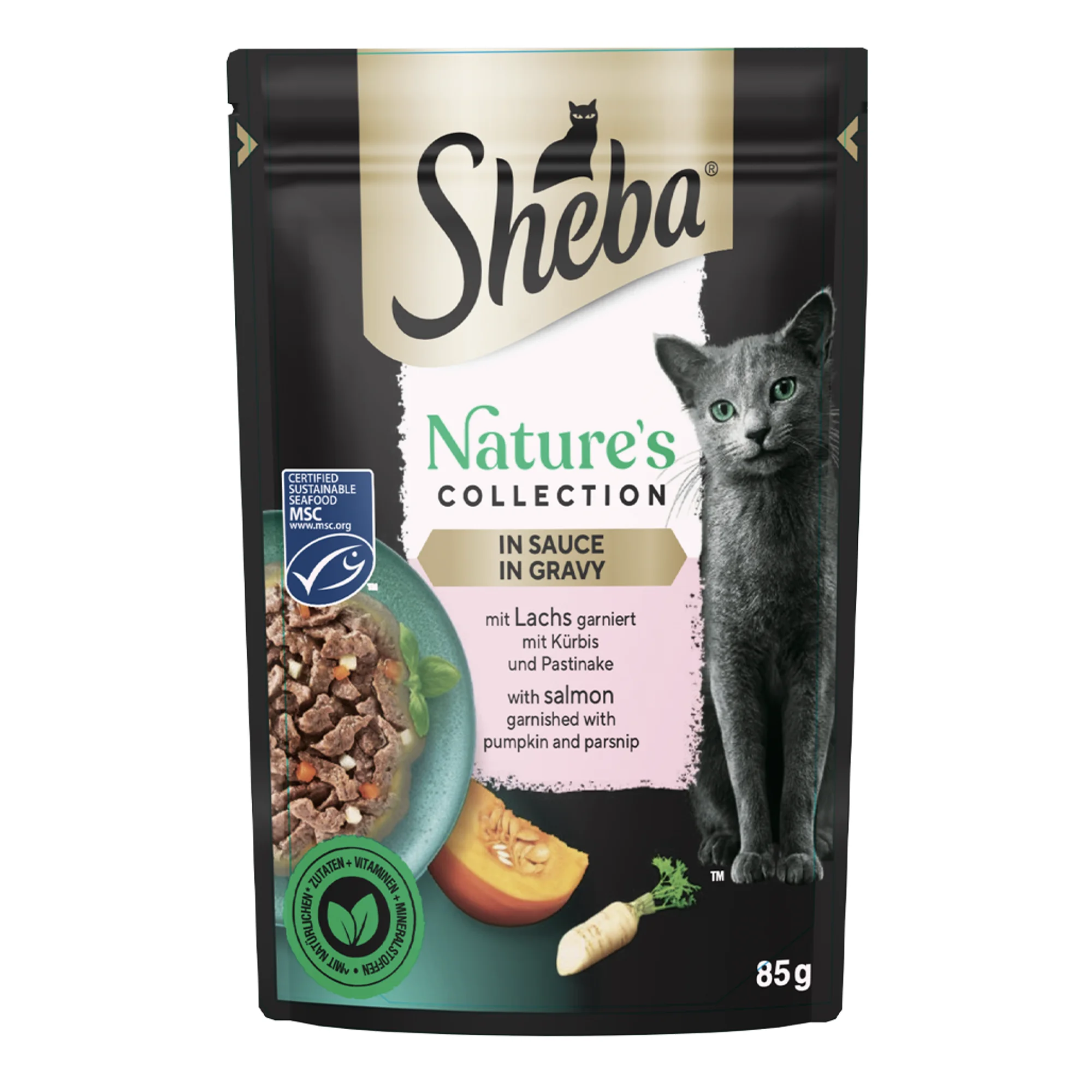 Sheba Balkabağı, Havuç ve Somonlu Yetişkin Kedi Yaş Mama 85 G