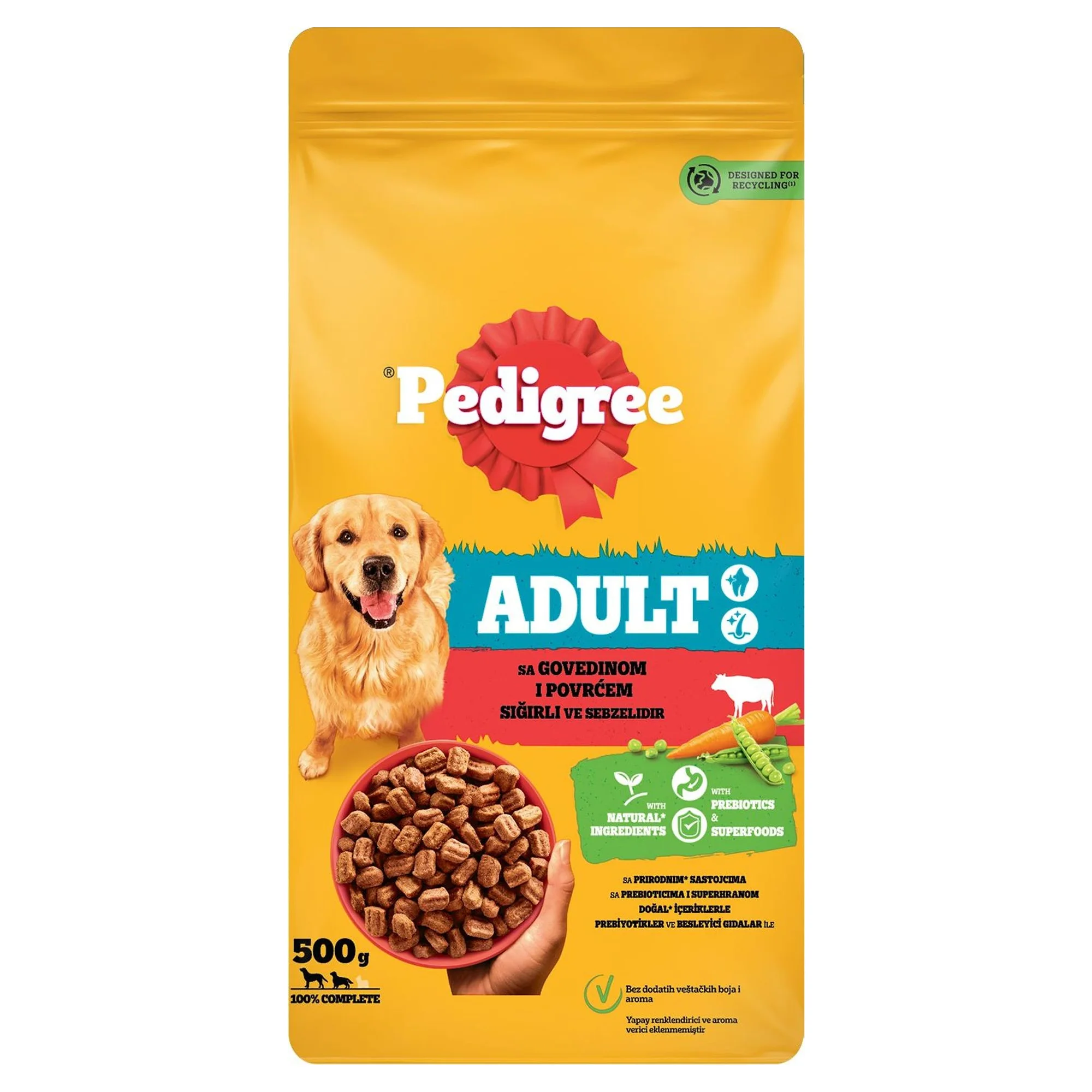 Pedigree Sığır Eti ve Sebzeli Yetişkin Köpek Maması 500 G