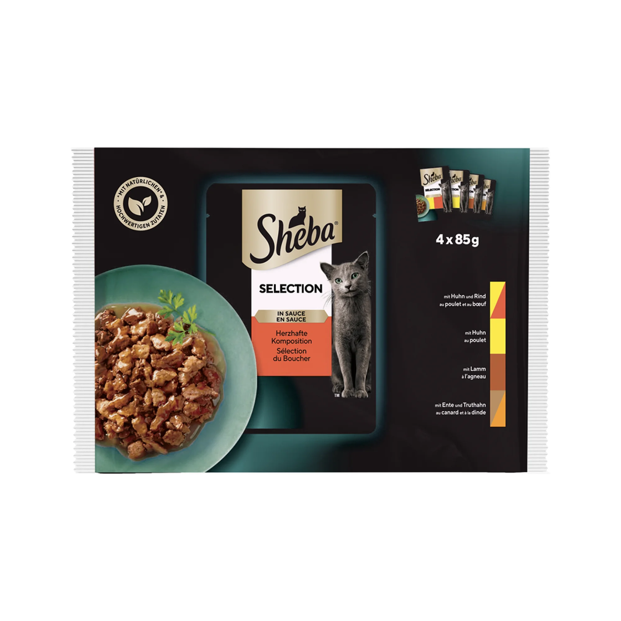 Sheba Yetişkin Etli Çeşitler Kedi Yaş Mama 4x85 G