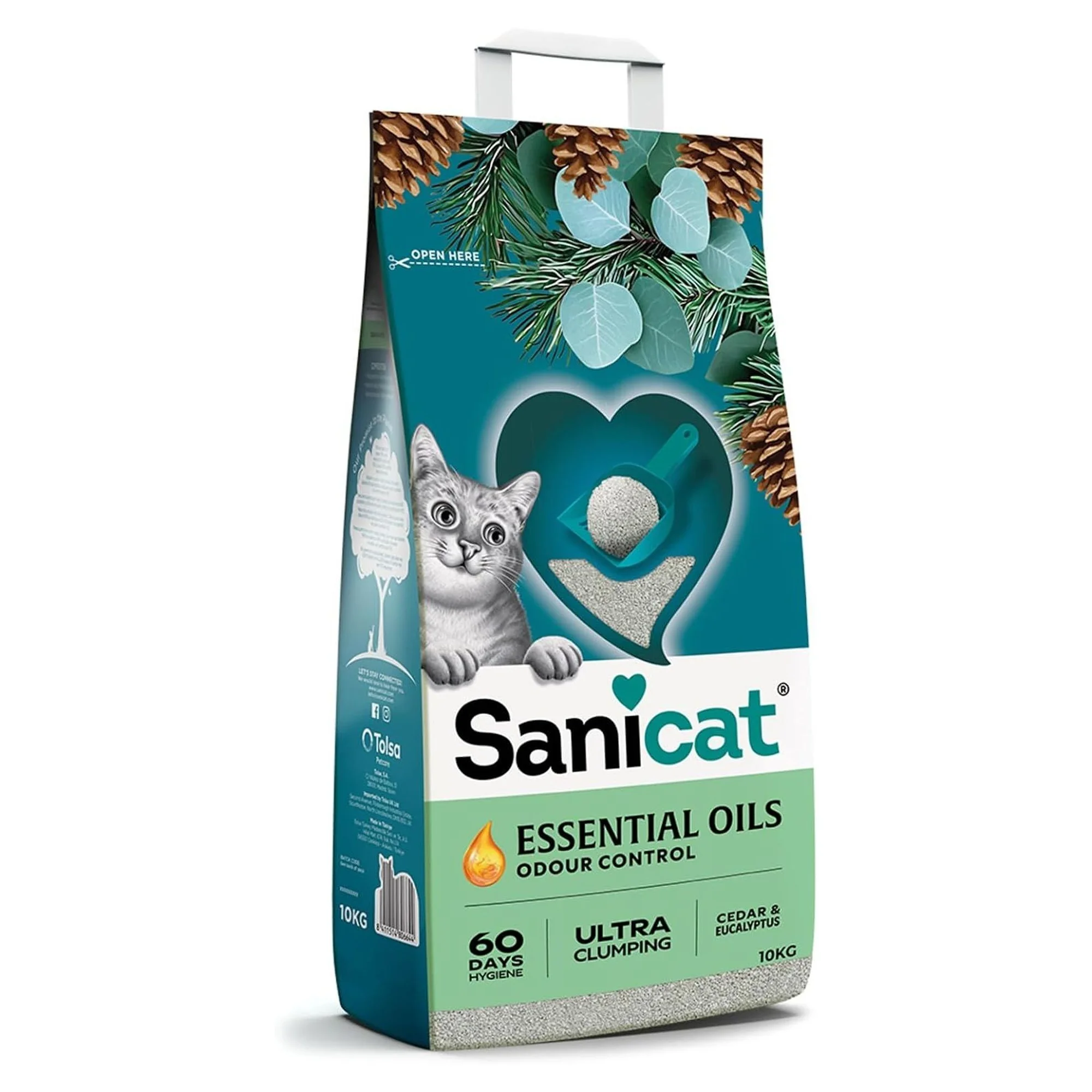 Sanicat Essential Oils Sedir ve Okaliptus Kokulu Kedi Kumu 10 KG