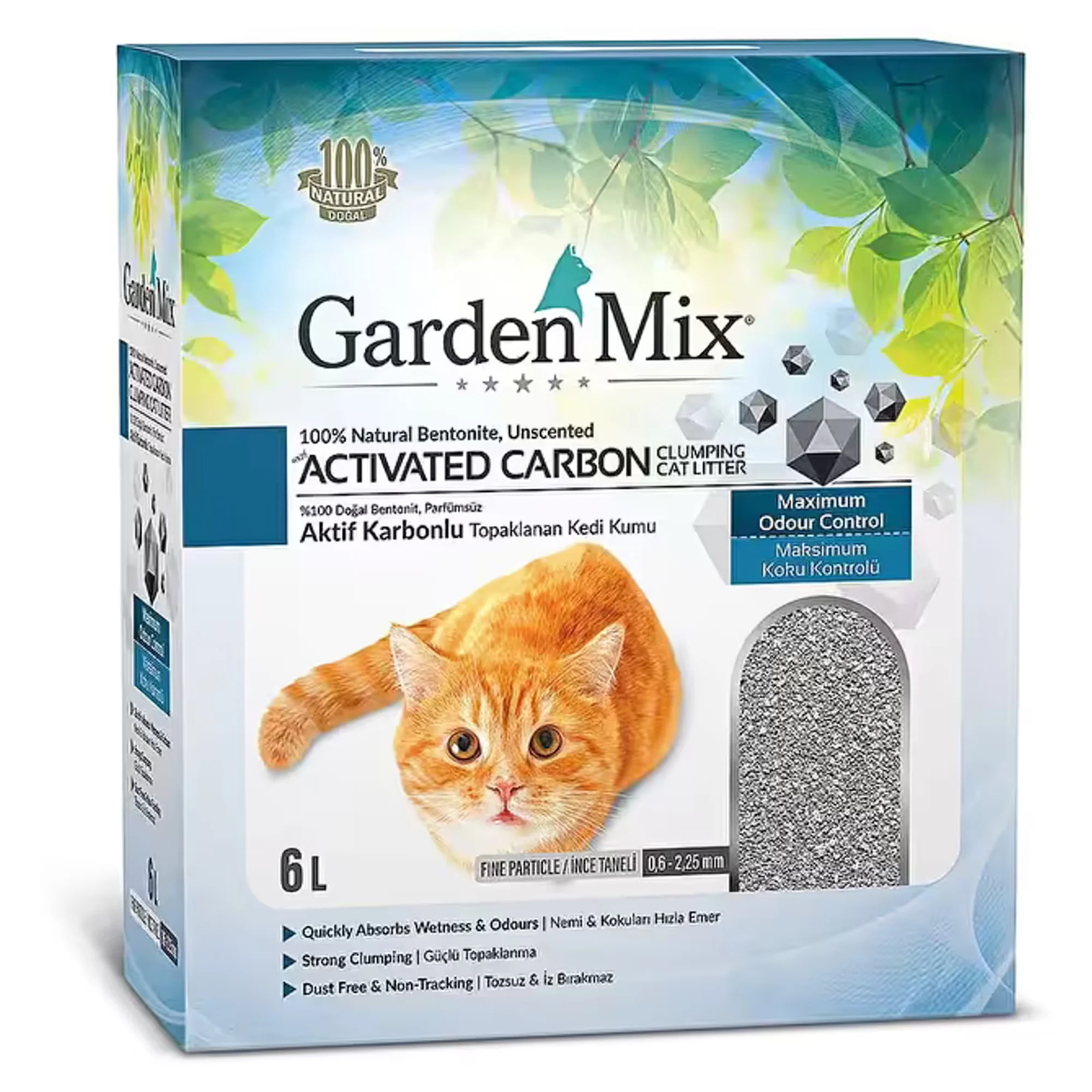 Garden Mix Garden Mix Aktif Karbonlu Bentonit Kedi Kumu 6L