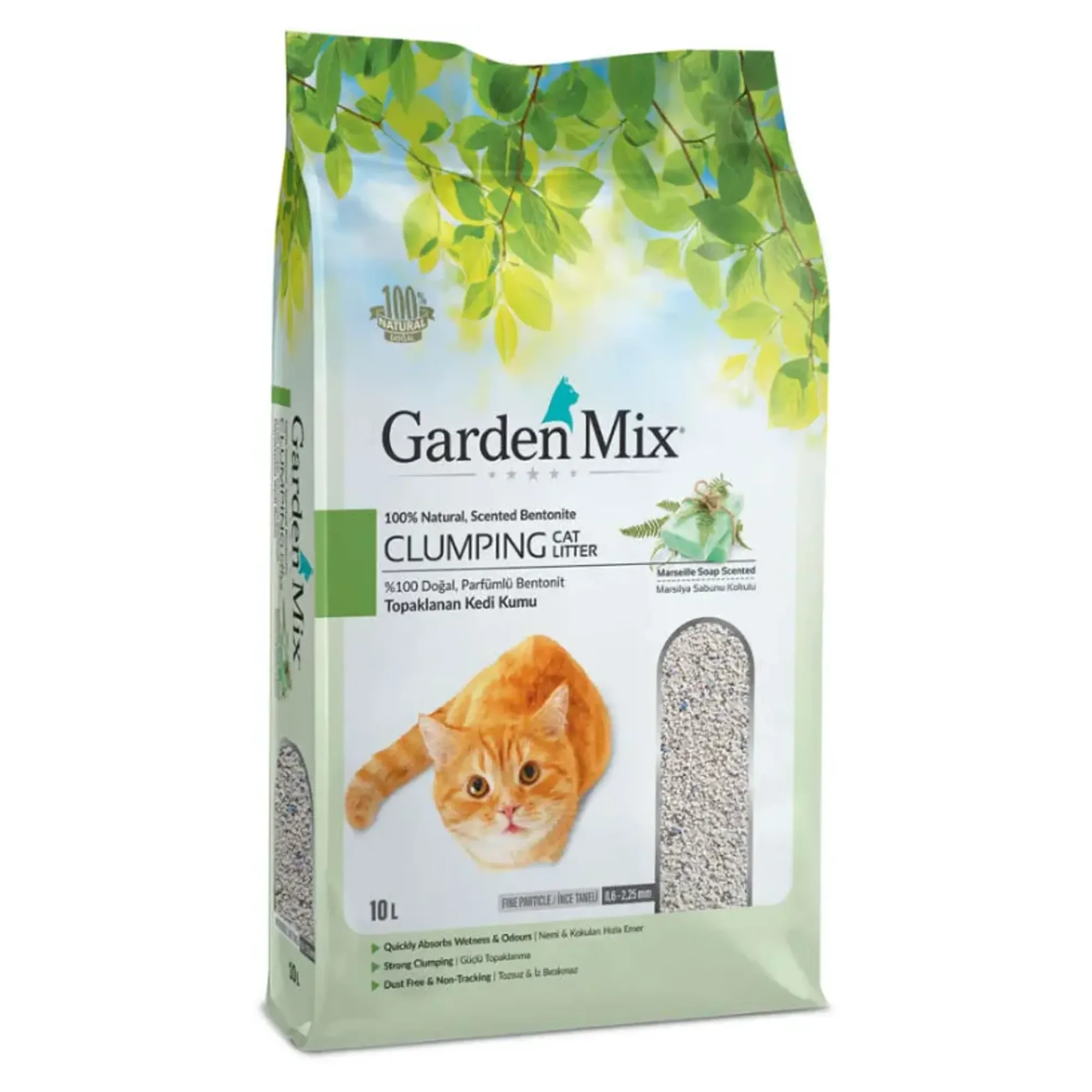 Garden Mix Garden Mix Marsilya Sabunu Kokulu İnce Bentonit Kedi Kumu 10L