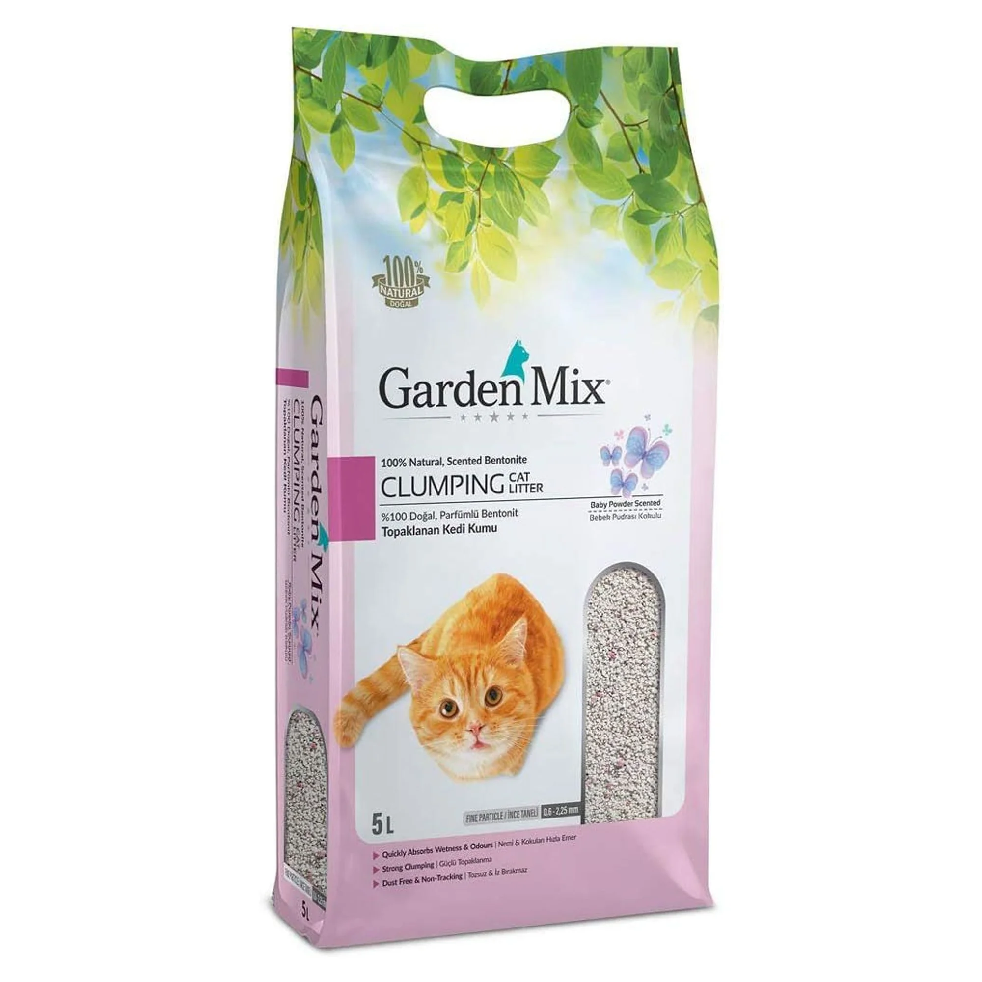 Garden Mix Bebek Pudrası Kokulu İnce Bentonit Kedi Kumu 5L