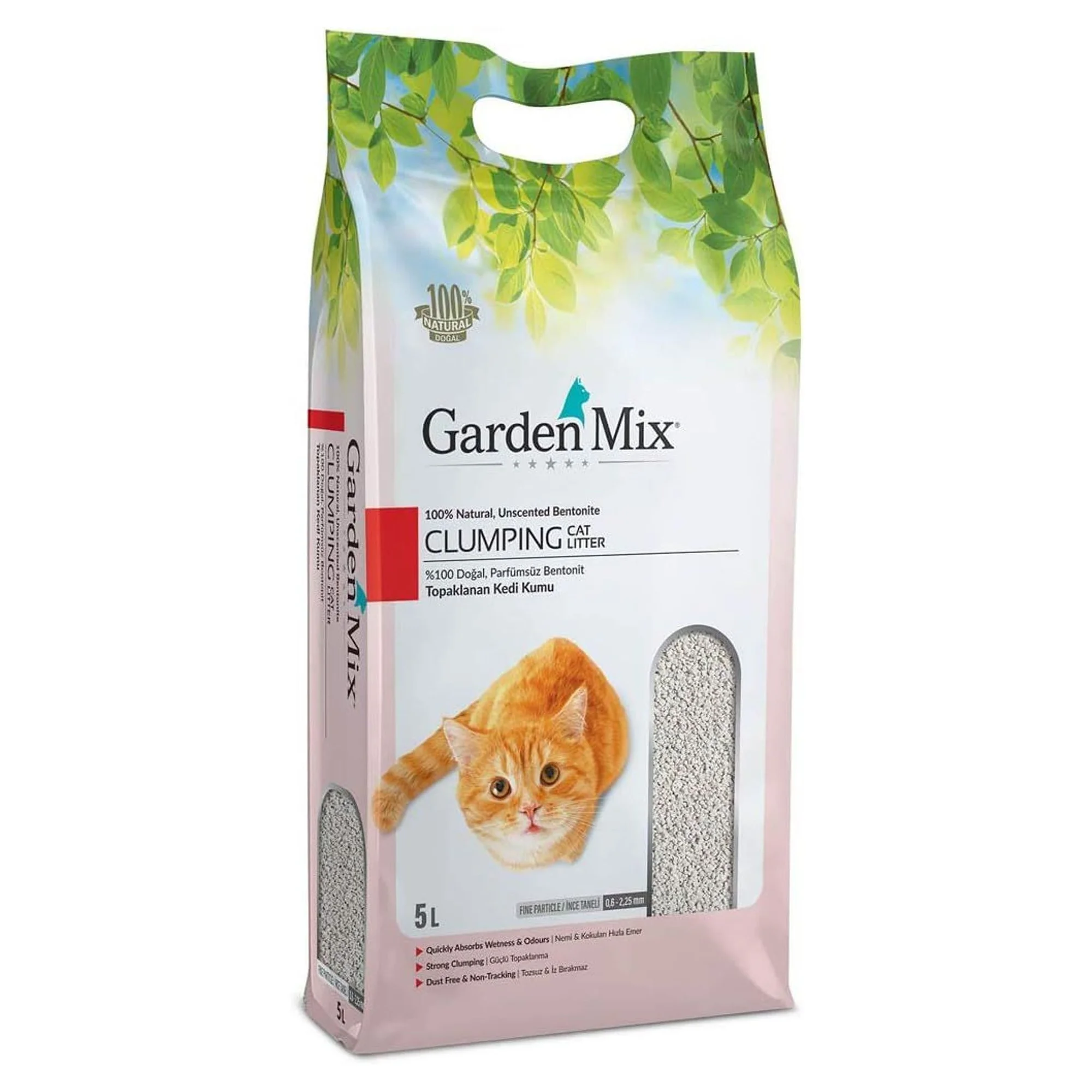 Garden Mix Parfümsüz İnce Bentonit Kedi Kumu 5L