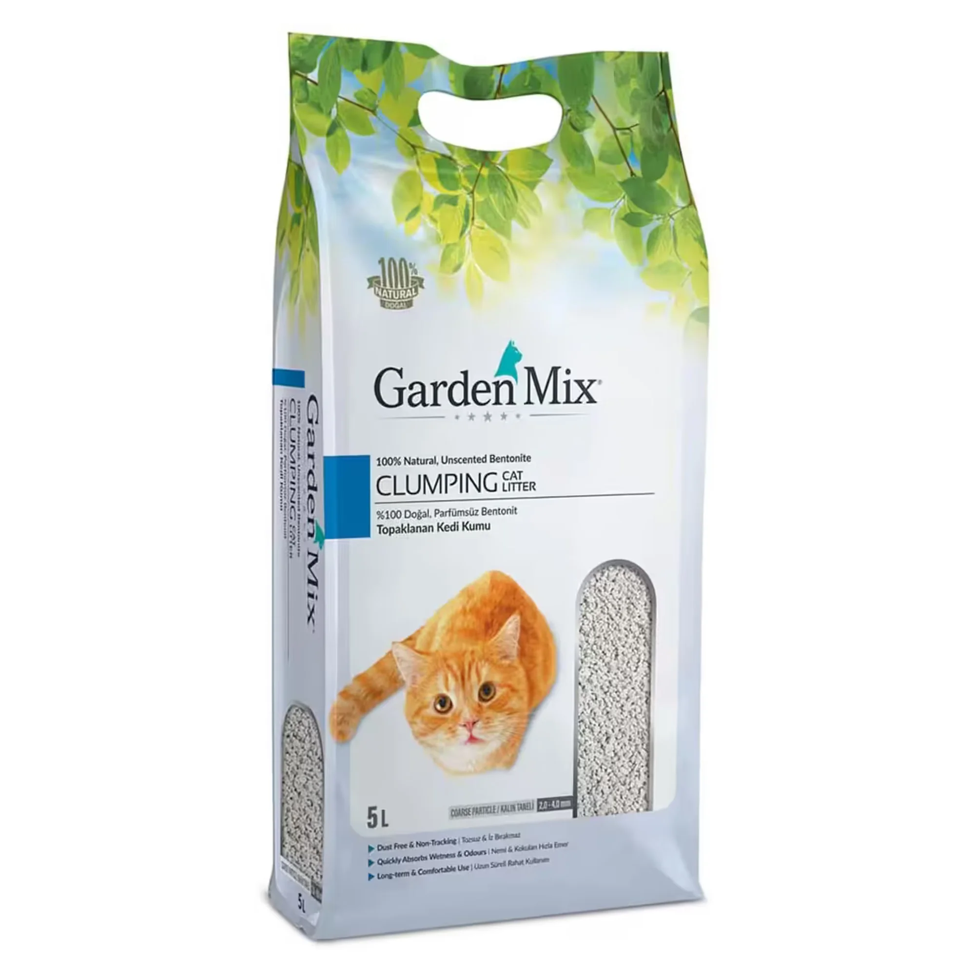 Garden Mix Garden Mix Parfümsüz Kalın Bentonit Kedi Kumu 5L