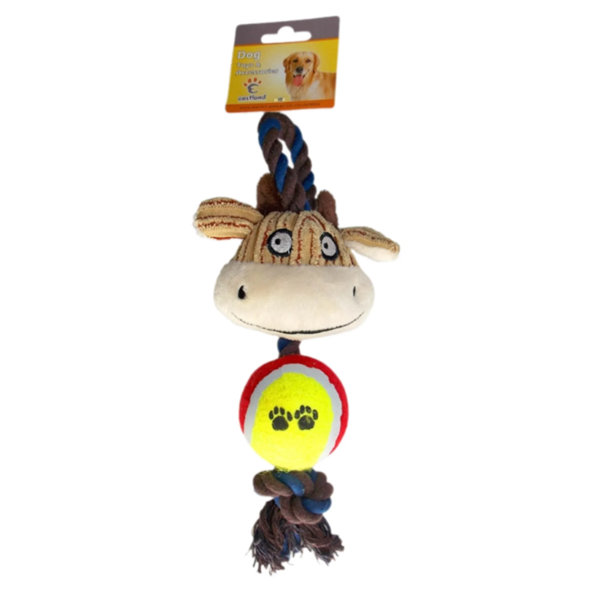 Eastland İnek ve Tenis Toplu Stres İpi Köpek Oyuncağı 35x12 CM