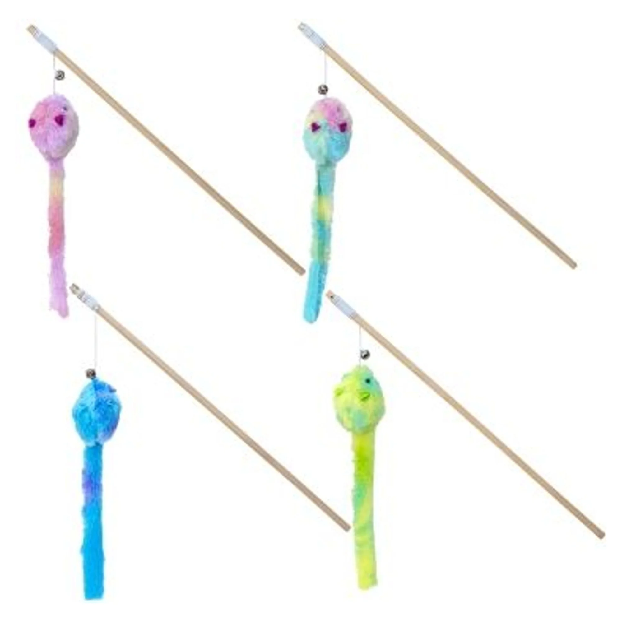 Eastland Ahşap Saplı Peluş Fareli Kedi Olta Oyuncağı 40 CM