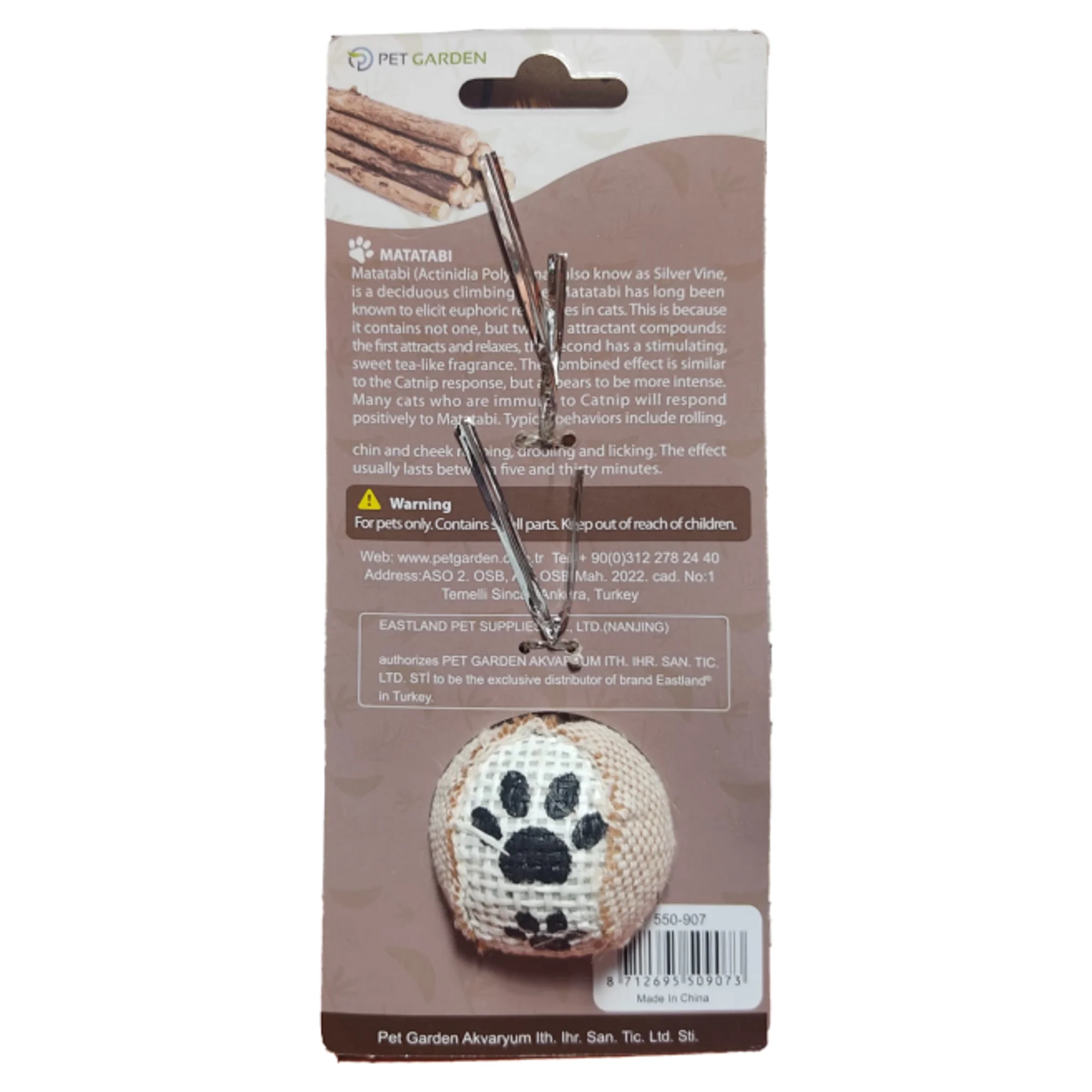 Eastland Matatabi Tüylü Top Kedi Oyuncağı 9 CM — Top & Zilli Toplar, 110 g — Görsel 2