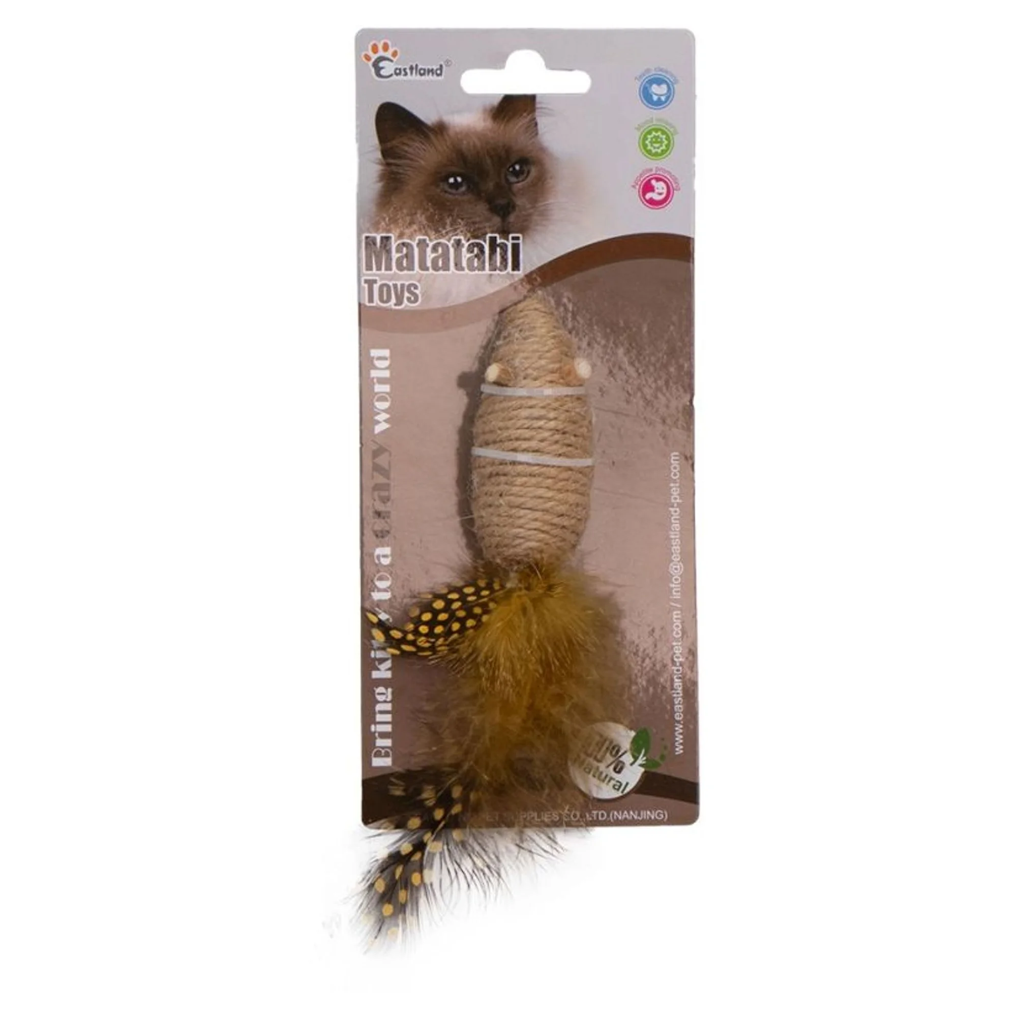 Eastland İpli Tüylü Çıngıraklı Fare Kedi Oyuncağı
