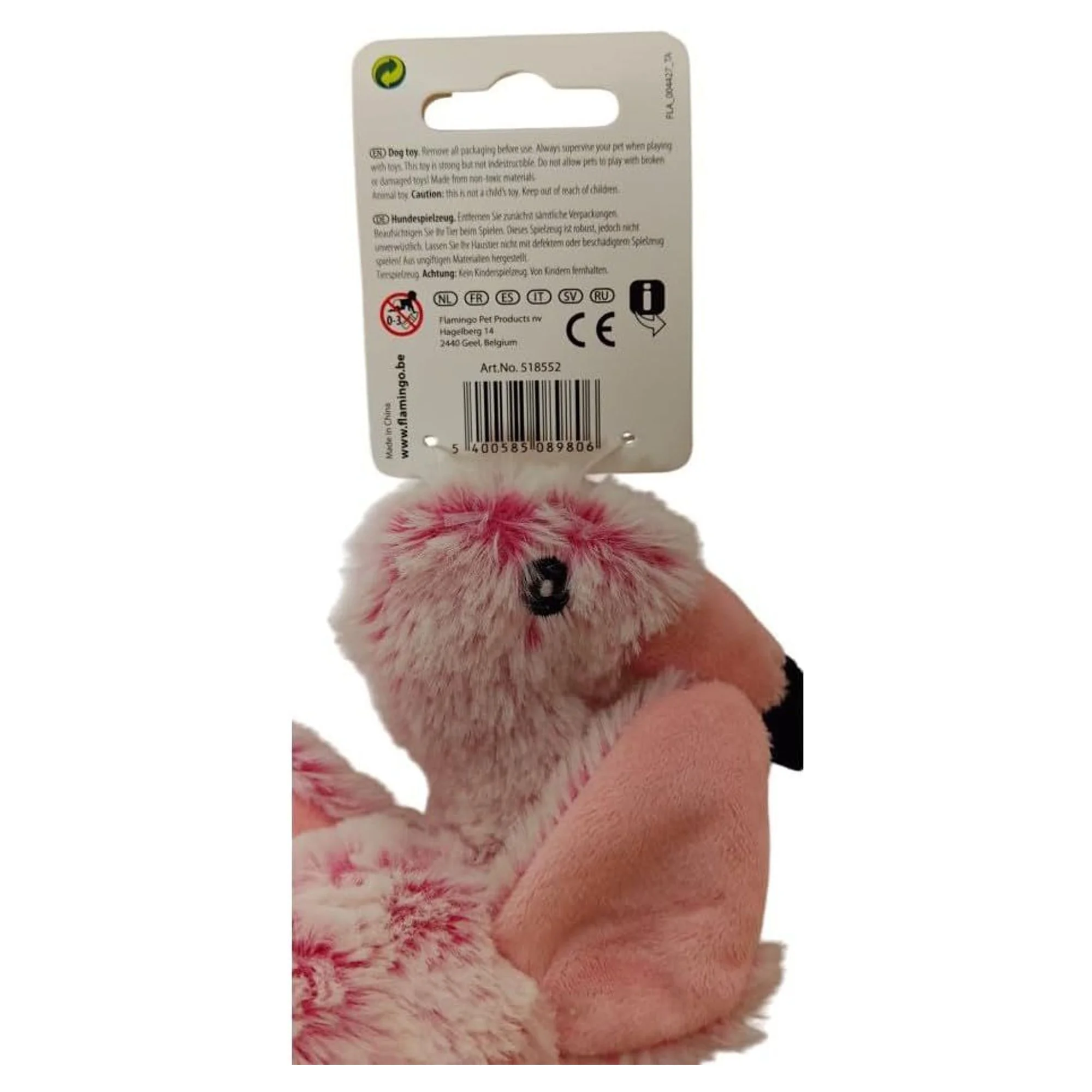 Flamingo Andes İpli Pembe Peluş Flamingo Köpek Oyuncağı 25 CM — Kumaş ve Peluş Oyuncaklar, 130 g — Görsel 3