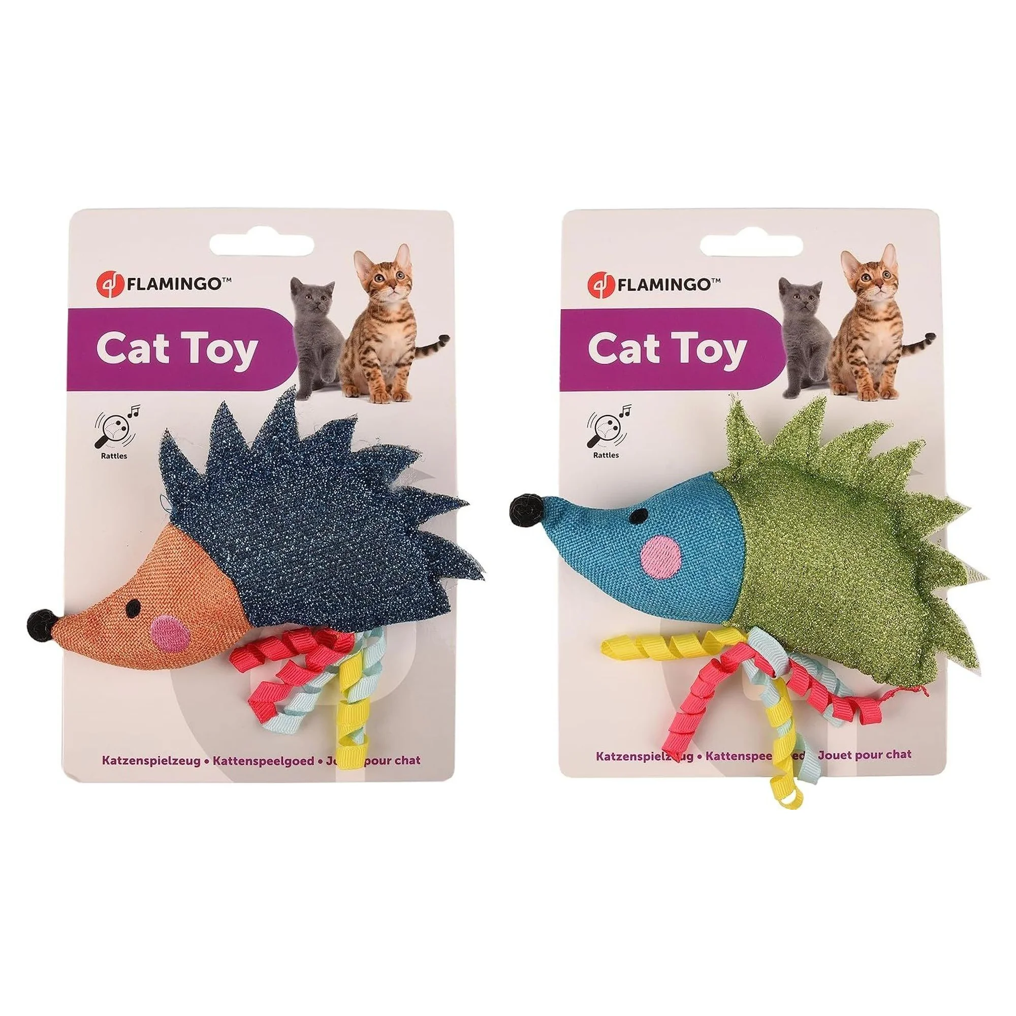 Flamingo Kirpi Şeklinde Parıltılı Küçük Peluş Kedi Oyuncağı