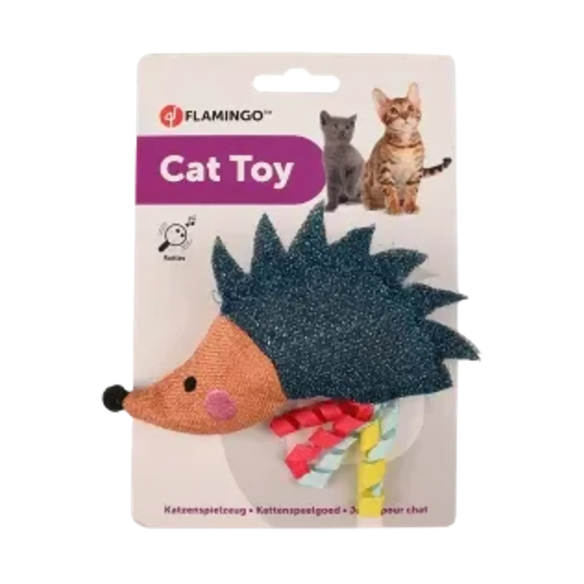 Flamingo Kirpi Şeklinde Parıltılı Küçük Peluş Kedi Oyuncağı