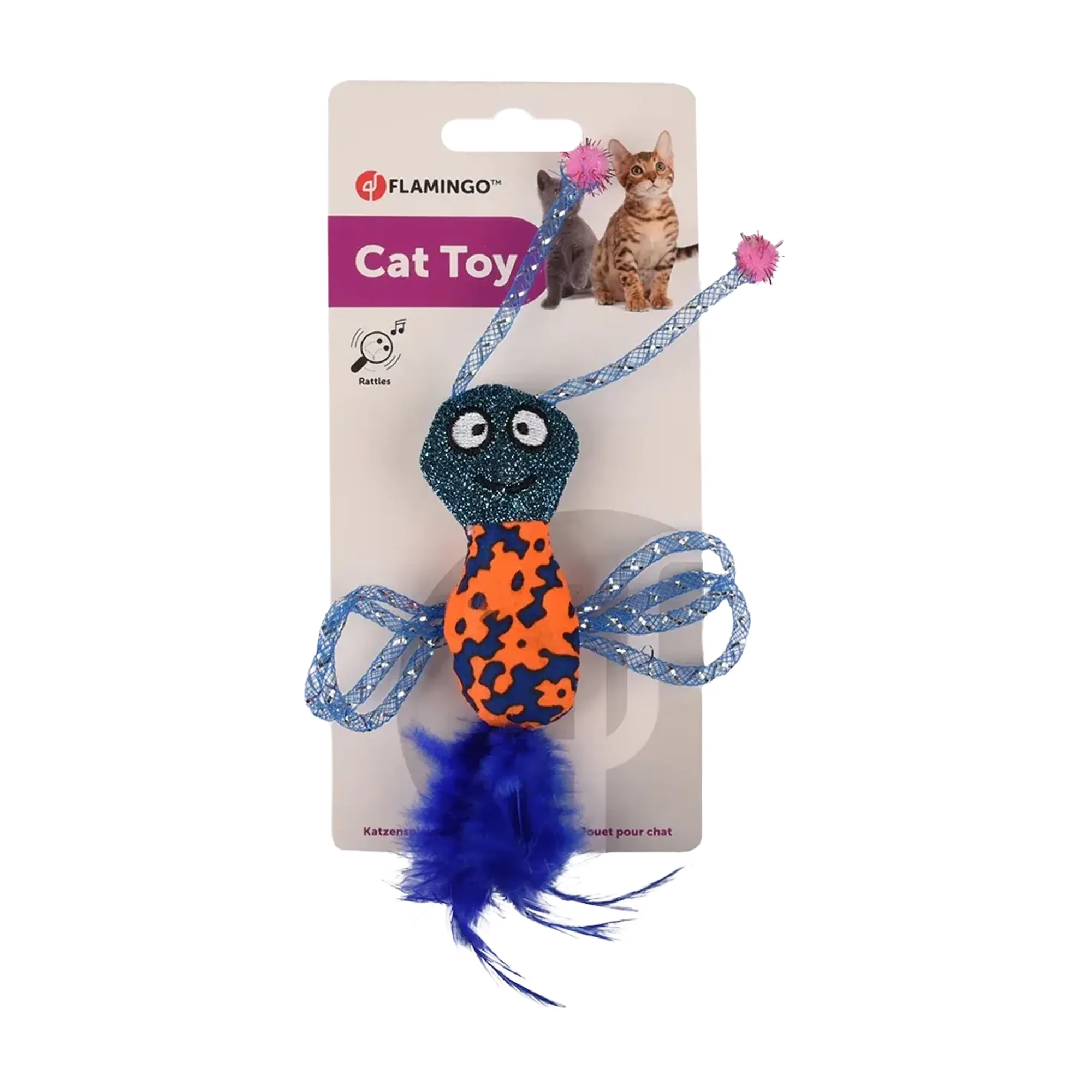 Flamingo Arı Şeklinde Parıltılı Küçük Kedi Oyuncağı
