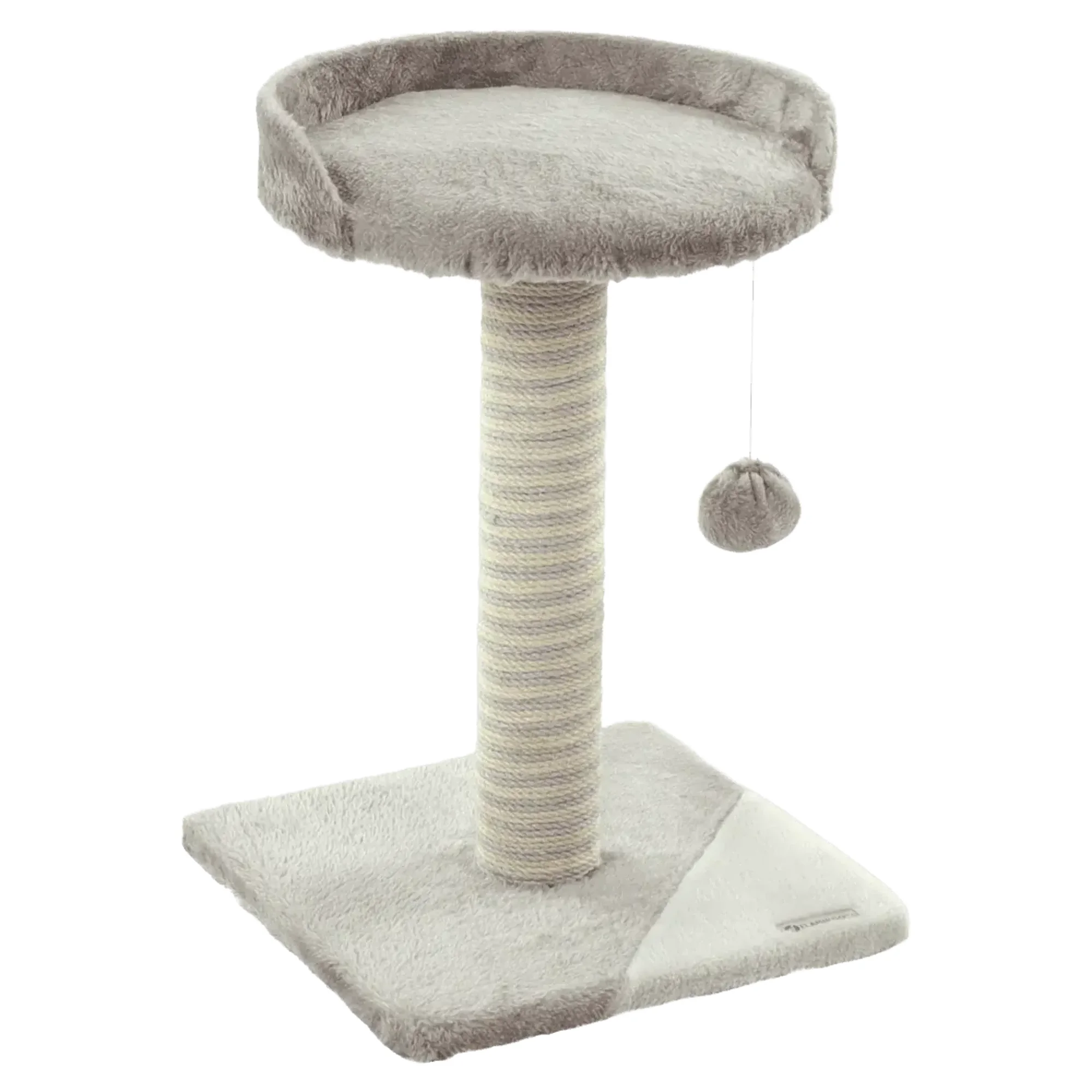 Flamingo Clark Gri-Bej Peluş Kaplı Oturma Alanlı Kedi Tırmalama Tahtası