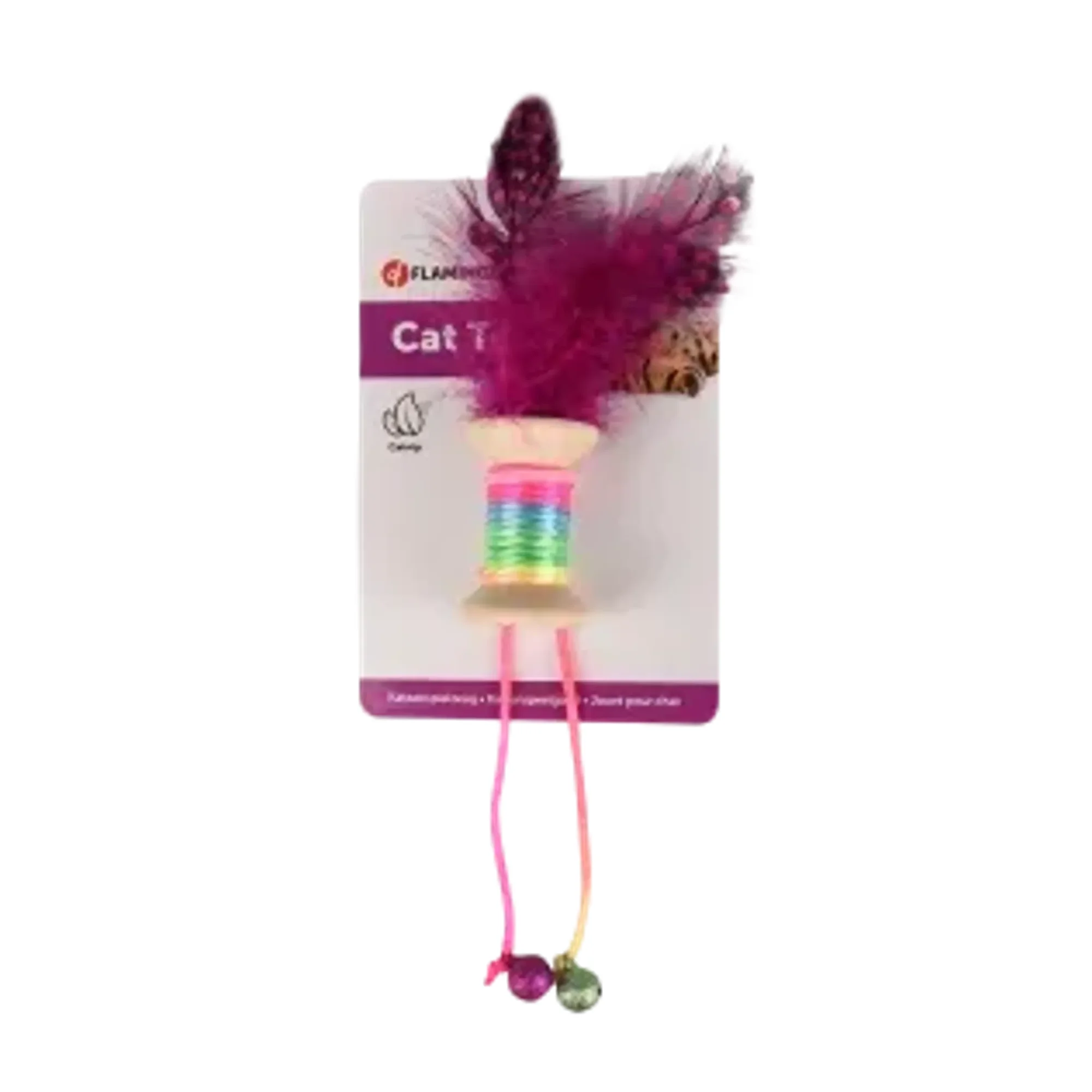 Flamingo Kırk Renkli Tüylü Zilli Makara Kedi Oyuncağı