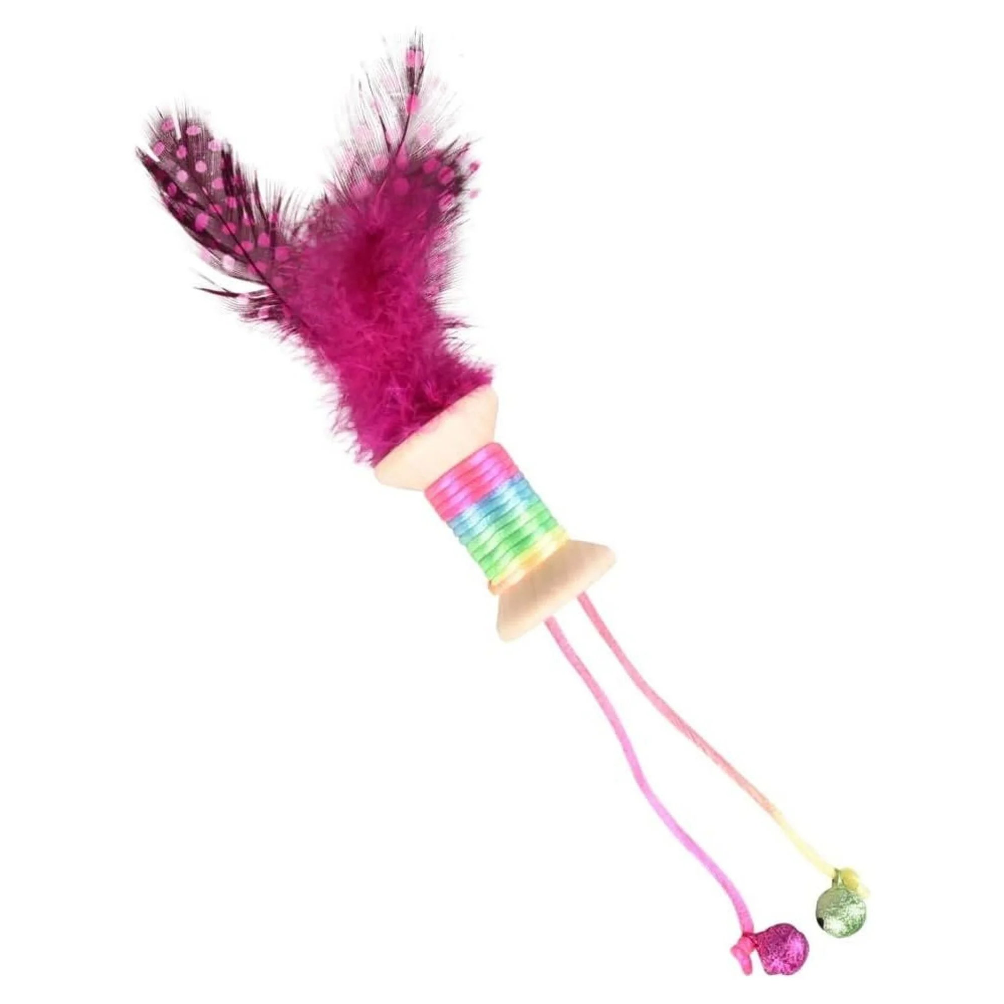 Flamingo Kırk Renkli Tüylü Zilli Makara Kedi Oyuncağı