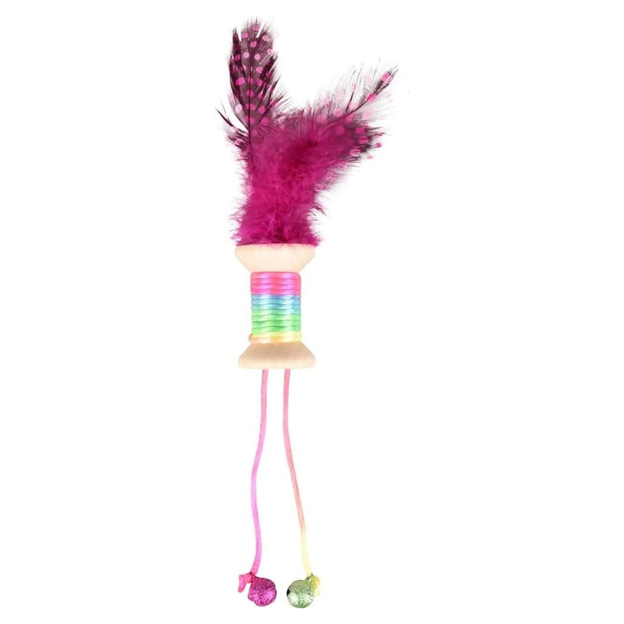Flamingo Kırk Renkli Tüylü Zilli Makara Kedi Oyuncağı — Top & Zilli Toplar, 50 g — Görsel 2